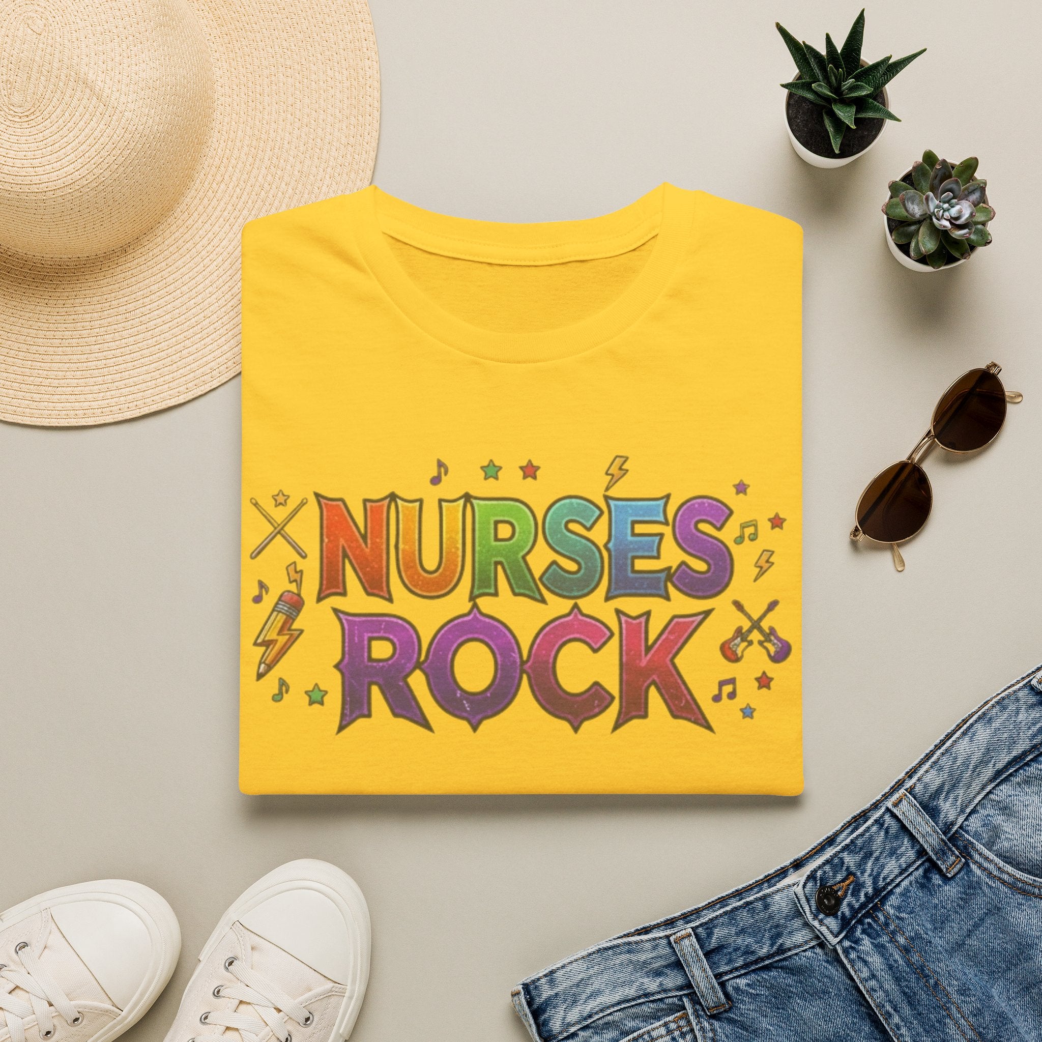 Nurses Rock T-Shirt — Colorful Retro Graphic Tee for Nurses