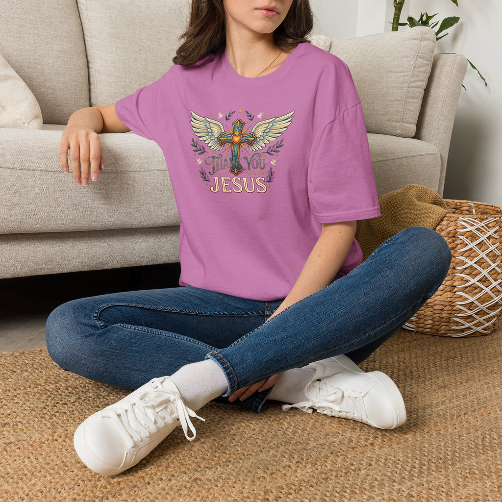 Thank You Jesus T-Shirt — Winged Cross Christian Faith Tee