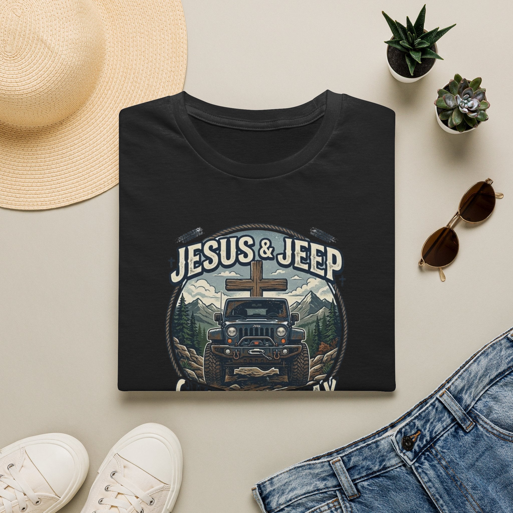 Jesus & Jeep T‑Shirt — Christian Off‑Road Faith Tee ("Jesus & Jeep Guide My Way")