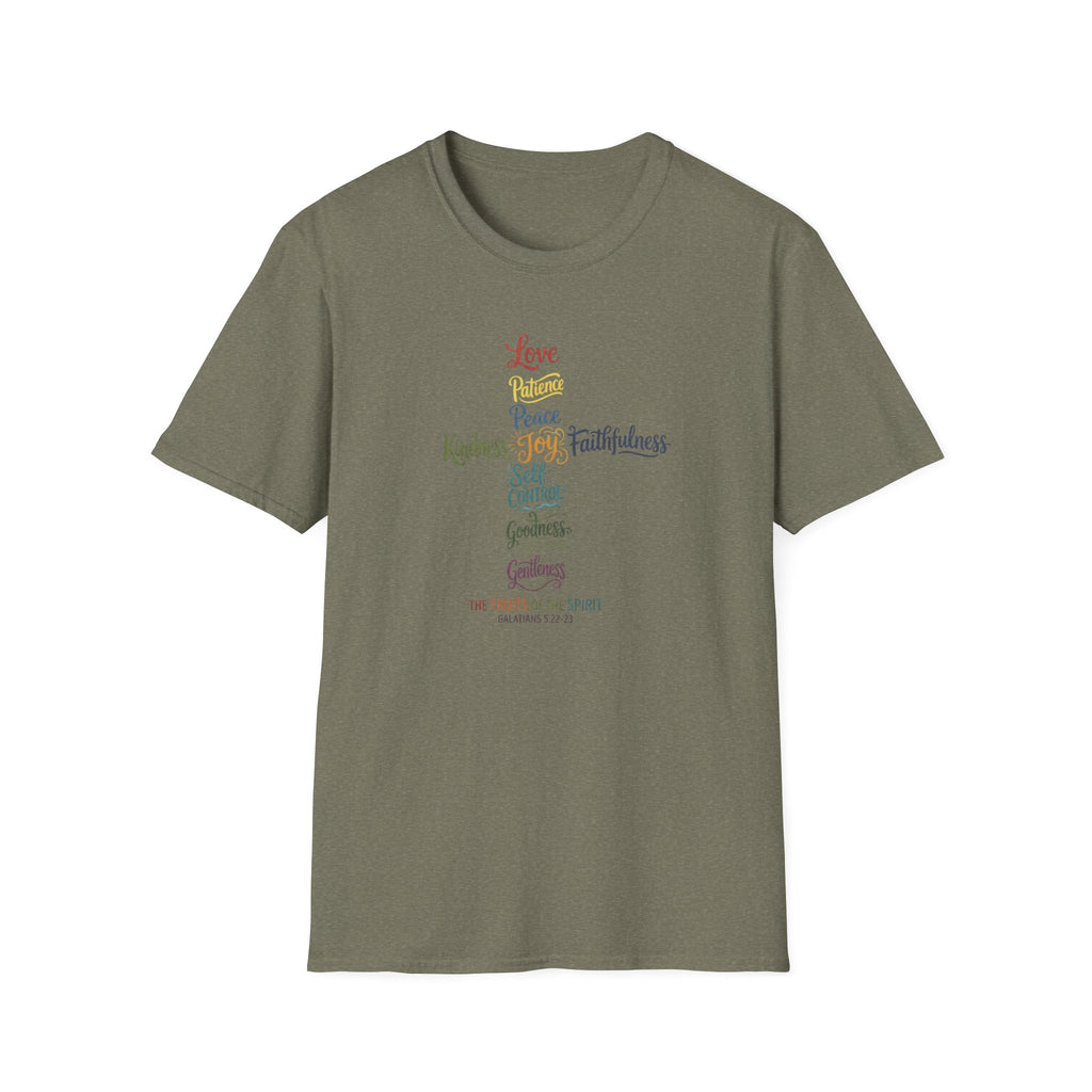 Christian Cross Word Art T-Shirt — Fruits of the Spirit Faith Tee
