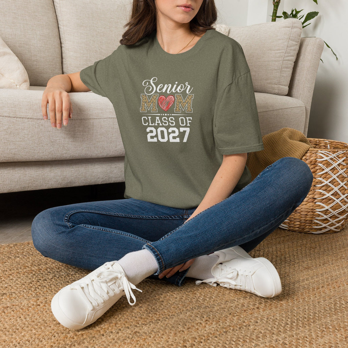 Mom Heart T-Shirt — Floral Leopard MOM Design for Mother's Day & Everyday