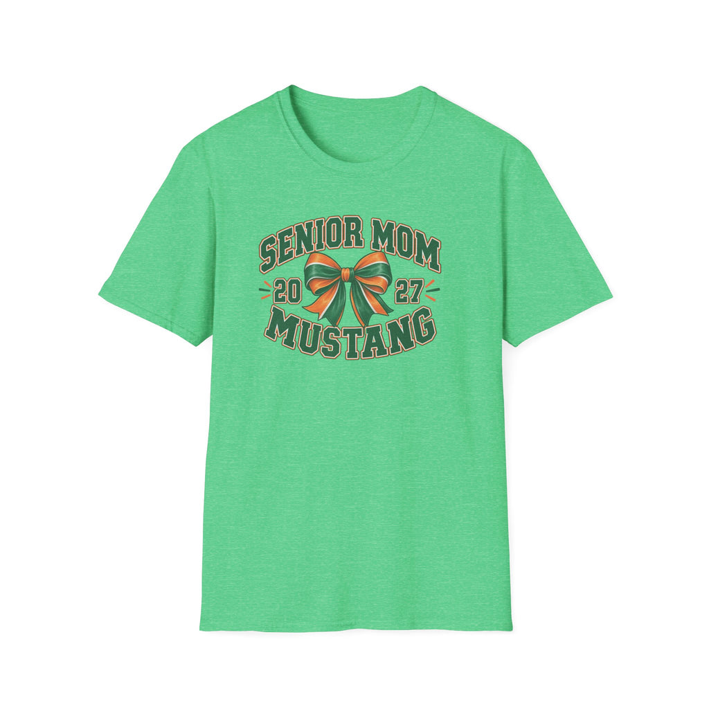 Senior Mom 2027 Mustang T-Shirt — Graduation Cheer Mom Shirt
