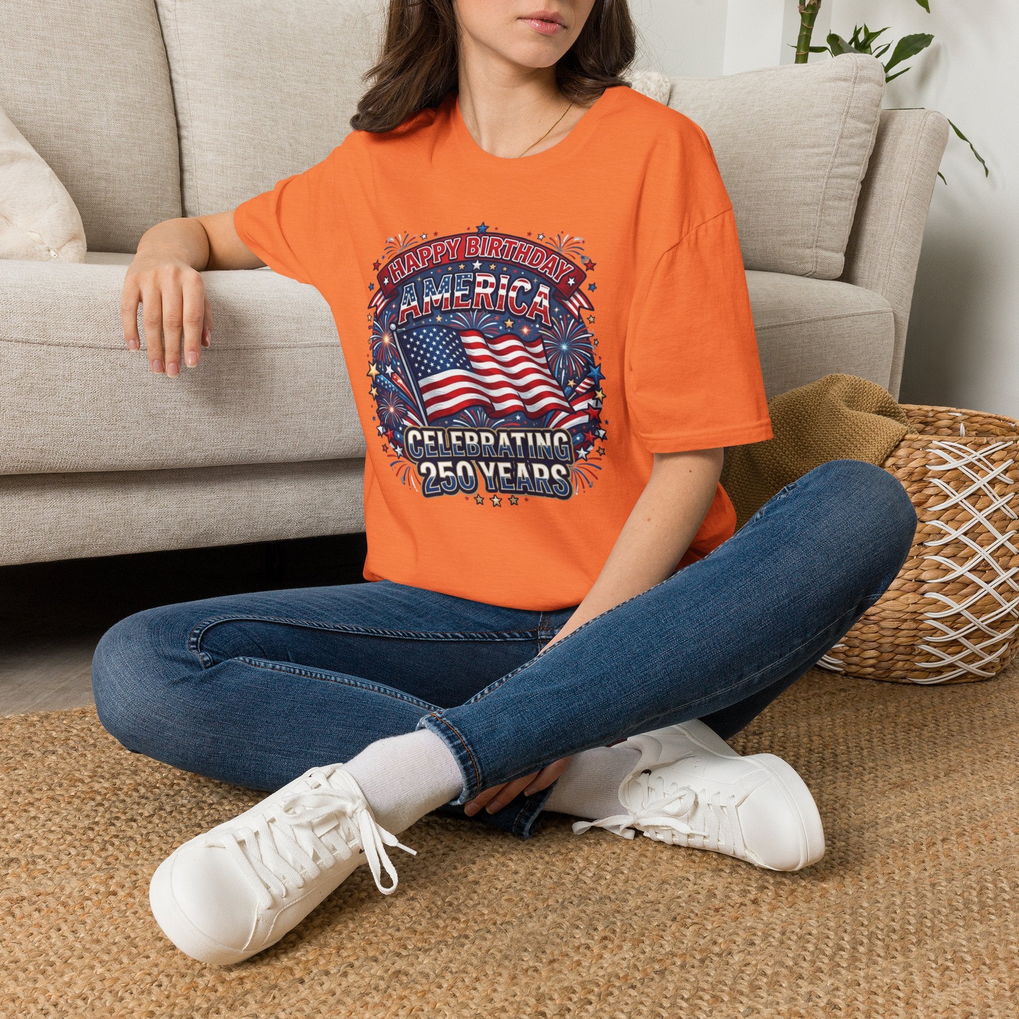 T-Shirt — "Happy Birthday America" Patriotic Flag Tee for 4th of July