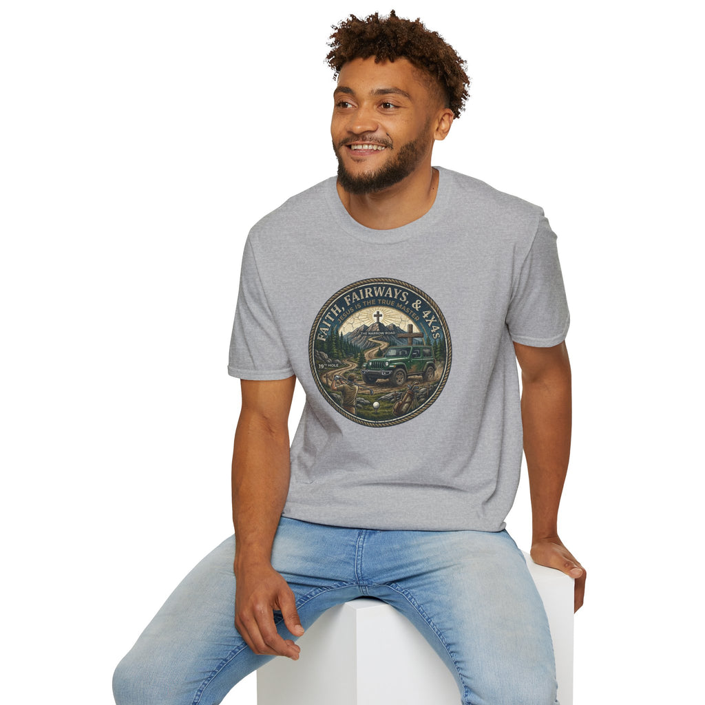 Faith, Fairways & 4x4s Graphic Tee — Outdoor Christian Adventure T-Shirt