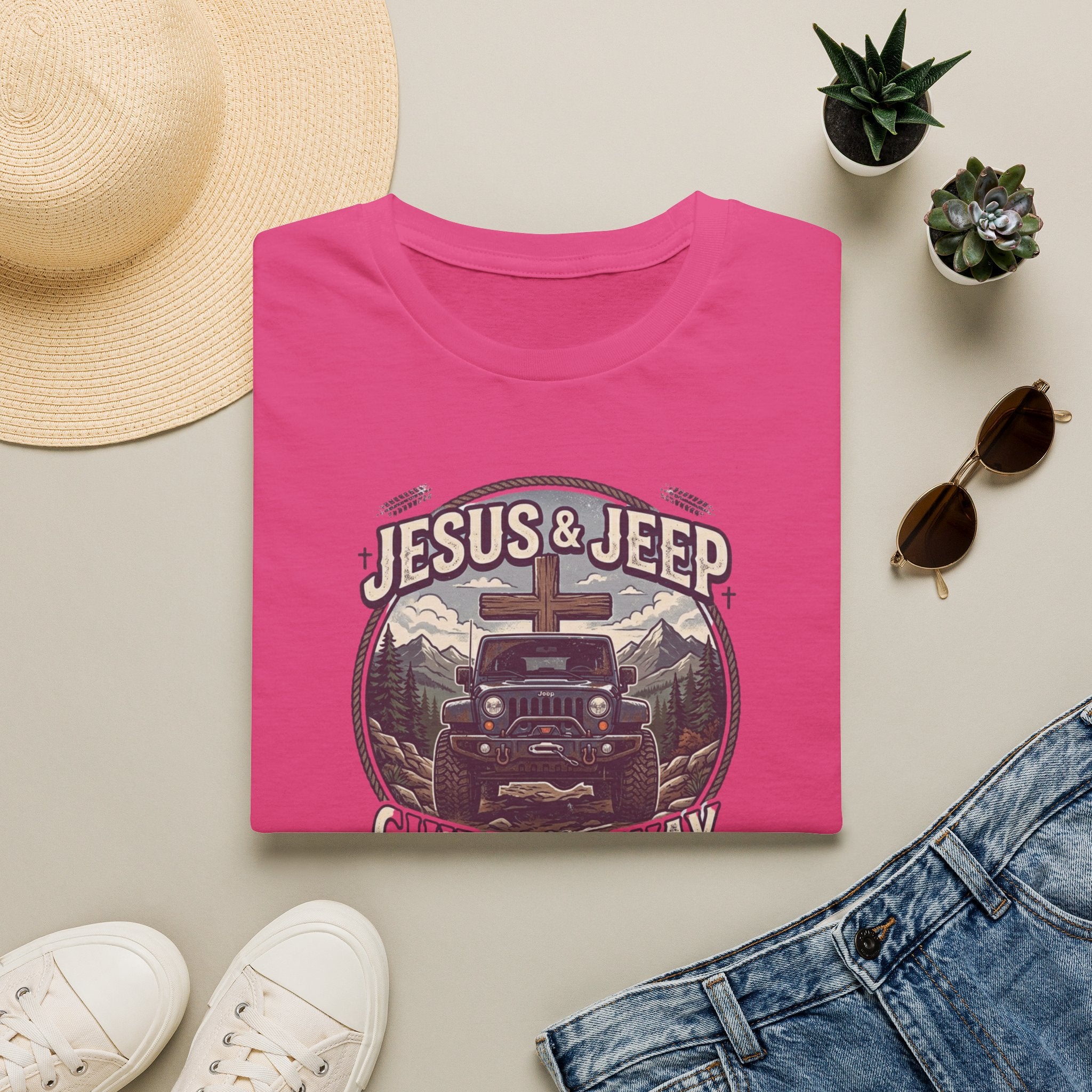 Jesus & Jeep T‑Shirt — Christian Off‑Road Faith Tee ("Jesus & Jeep Guide My Way")