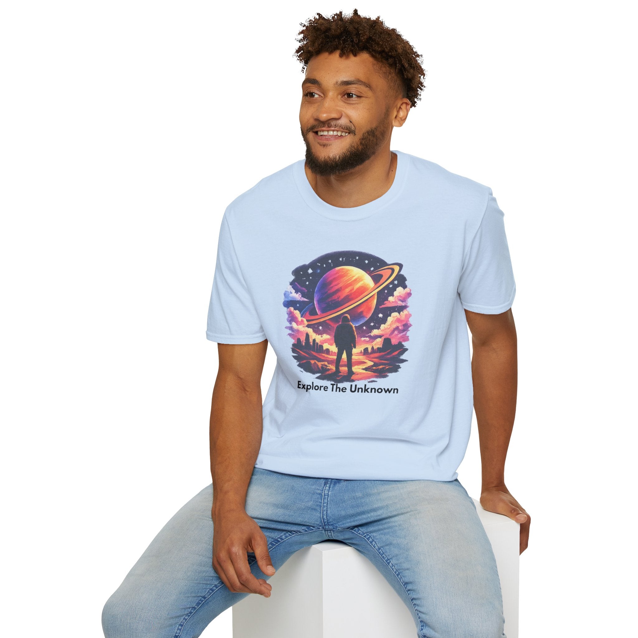 Explore The Unknown T‑Shirt — Cosmic Planet Graphic Tee
