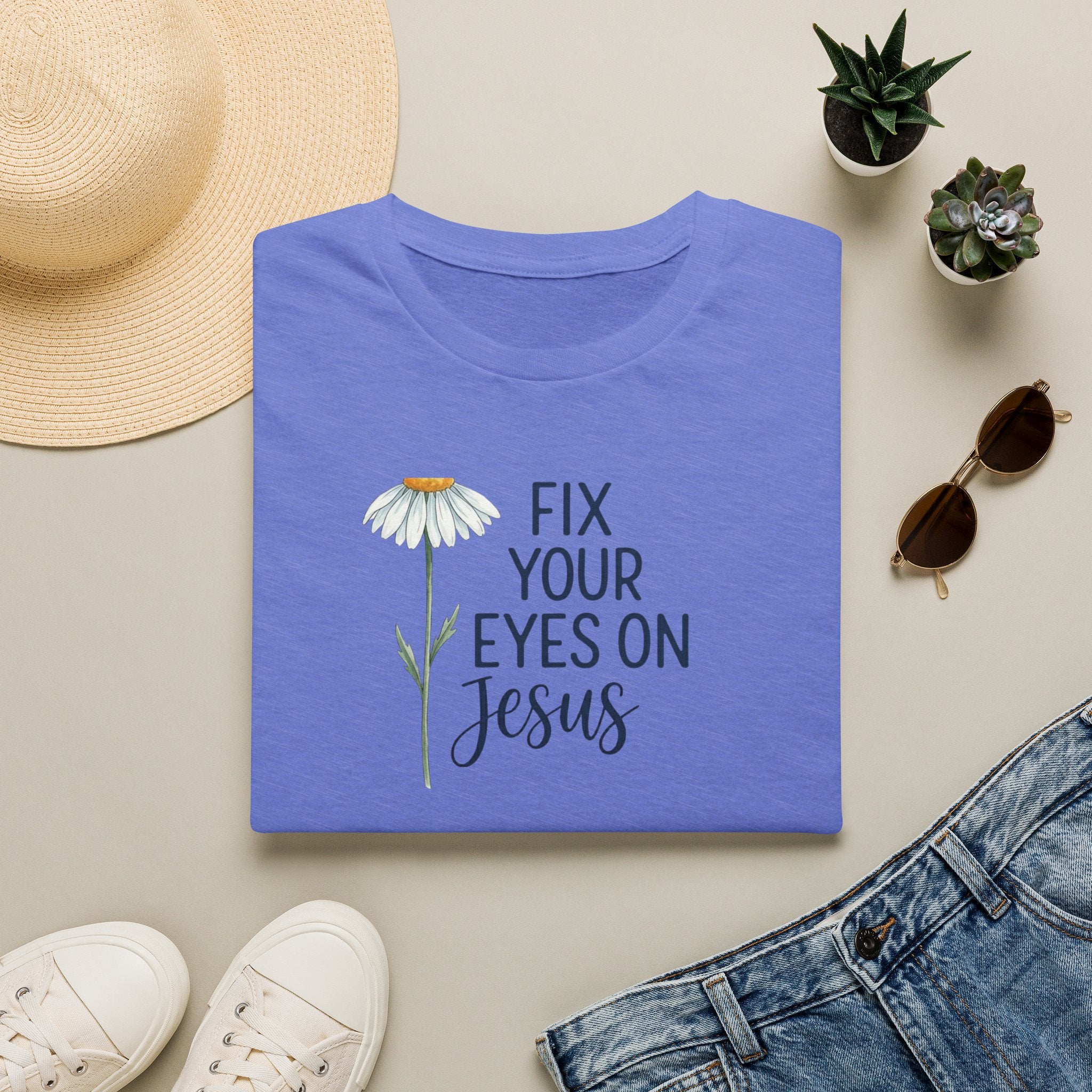 “Fix Your Eyes on Jesus” Daisy Christian Tee