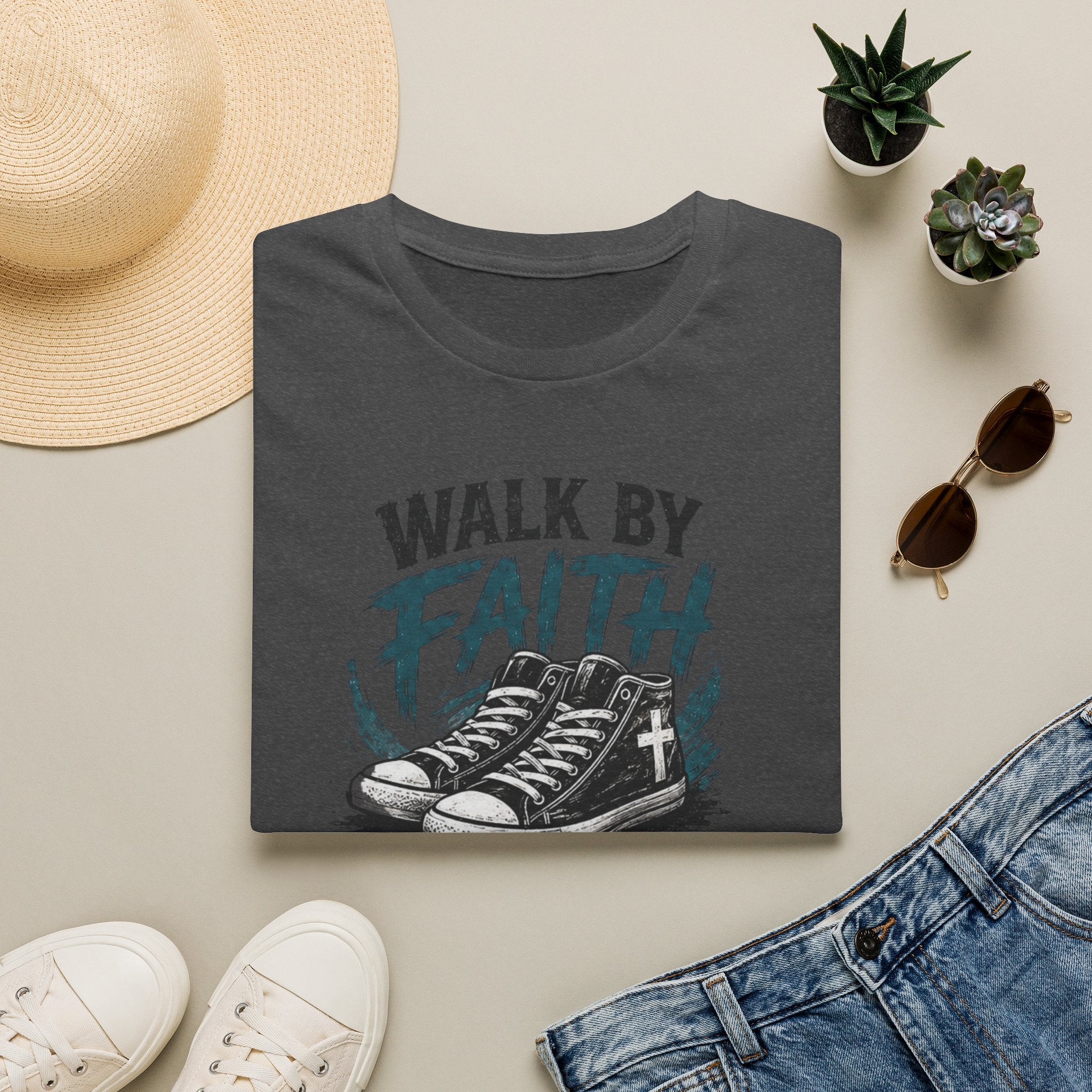 Walk by Faith T-Shirt — Christian Faith Graphic Tee (2 Corinthians 5:7)