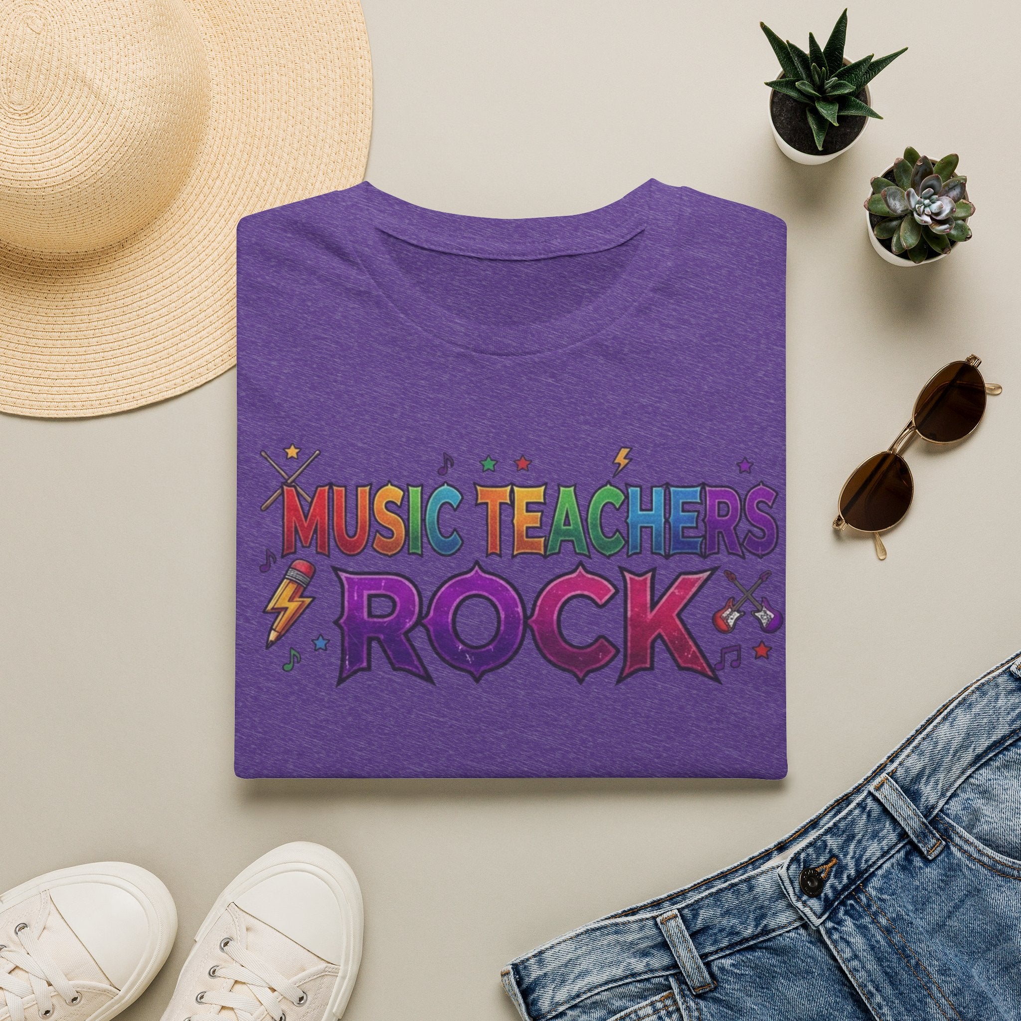 Music Teachers Rock T‑Shirt — Funky Colorful Graphic Tee for Music Educators