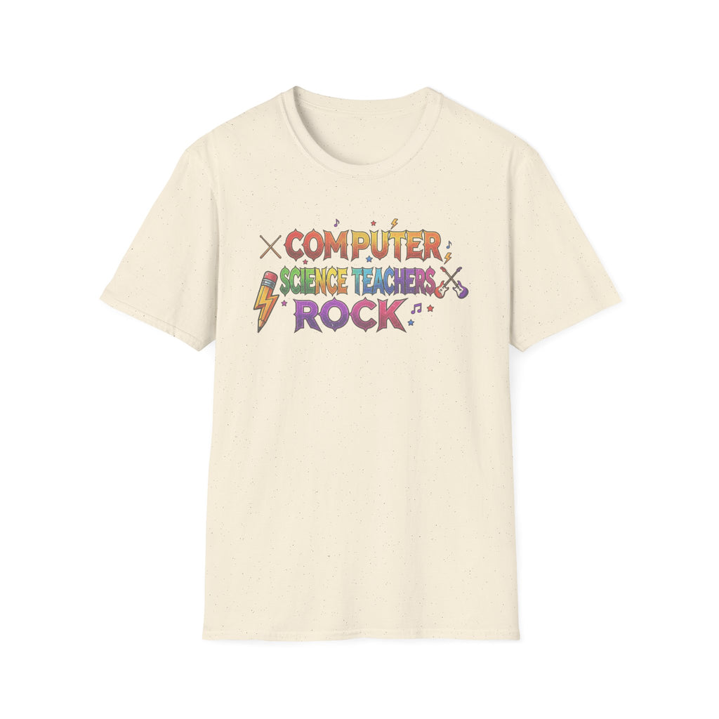 Computer Science Teachers Rock T-Shirt — Colorful Retro Teacher Appreciation Tee