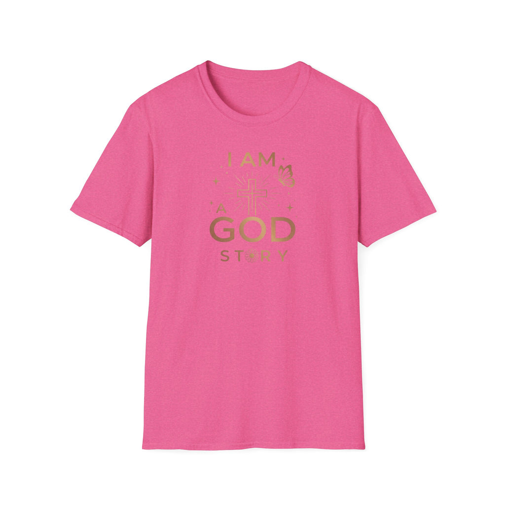 I Am a Godstory T-Shirt — Christian Faith Cross Tee (Butterfly & Inspirational Scripture Design)