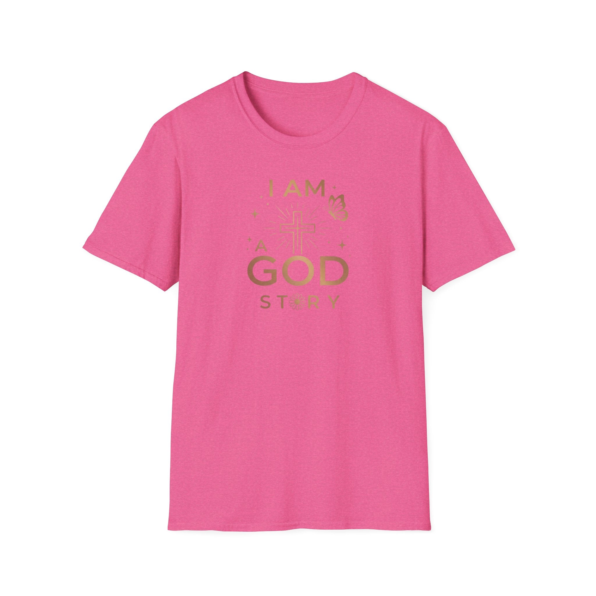 I Am a Godstory T-Shirt — Christian Faith Cross Tee (Butterfly & Inspirational Scripture Design)