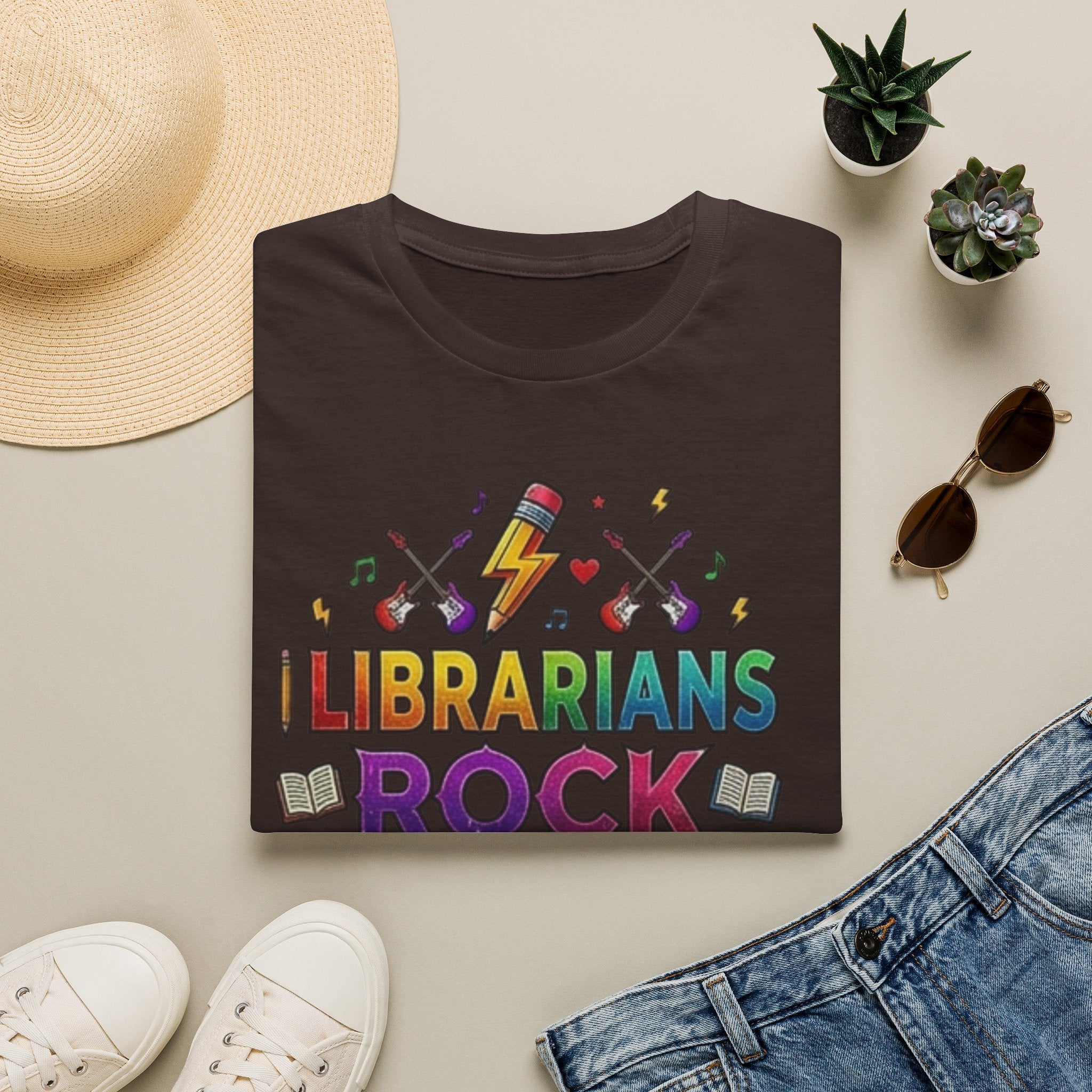 Librarians Rock T-Shirt — Colorful Music & Books Design