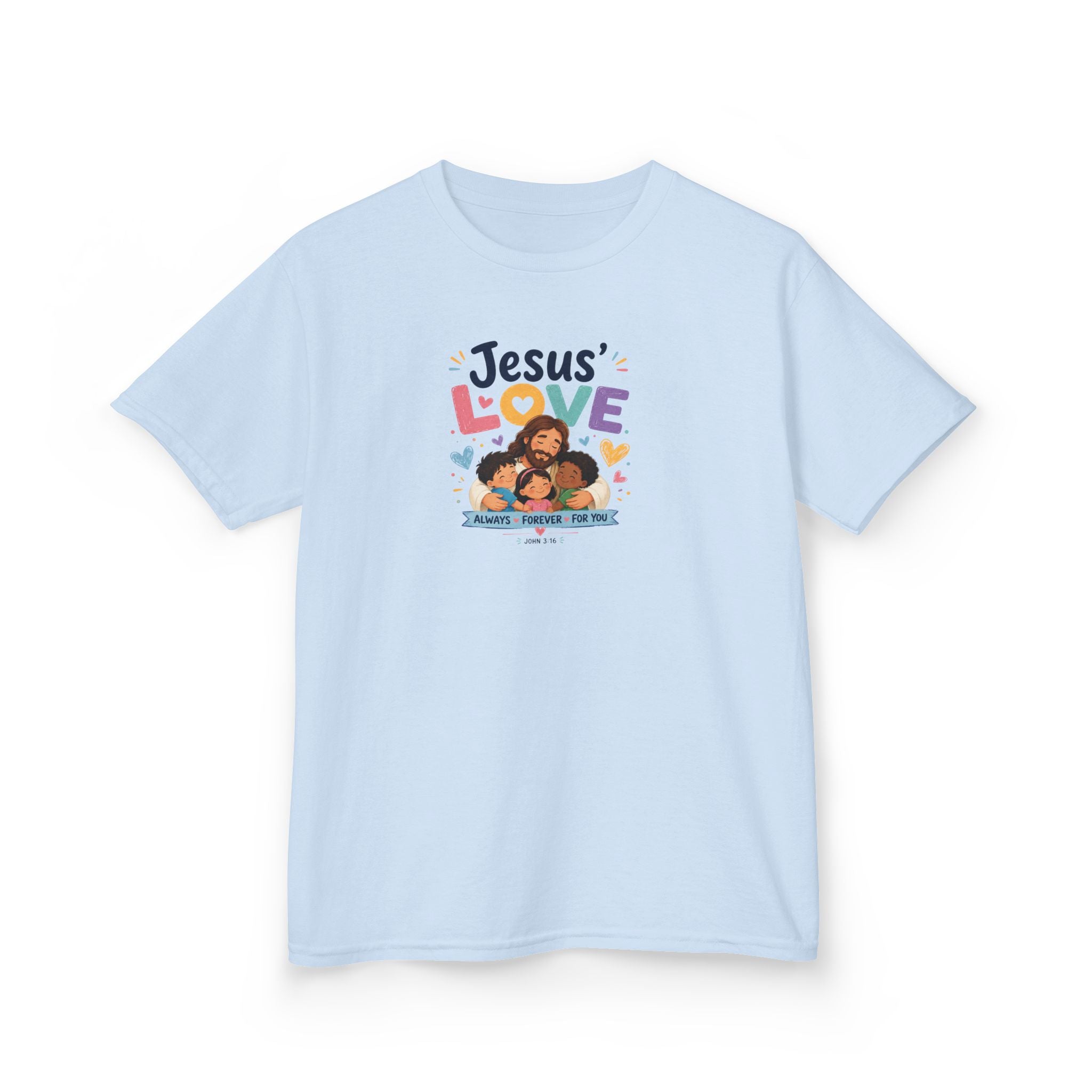Kids Tee - "Jesus' Love" Colorful Faith Graphic