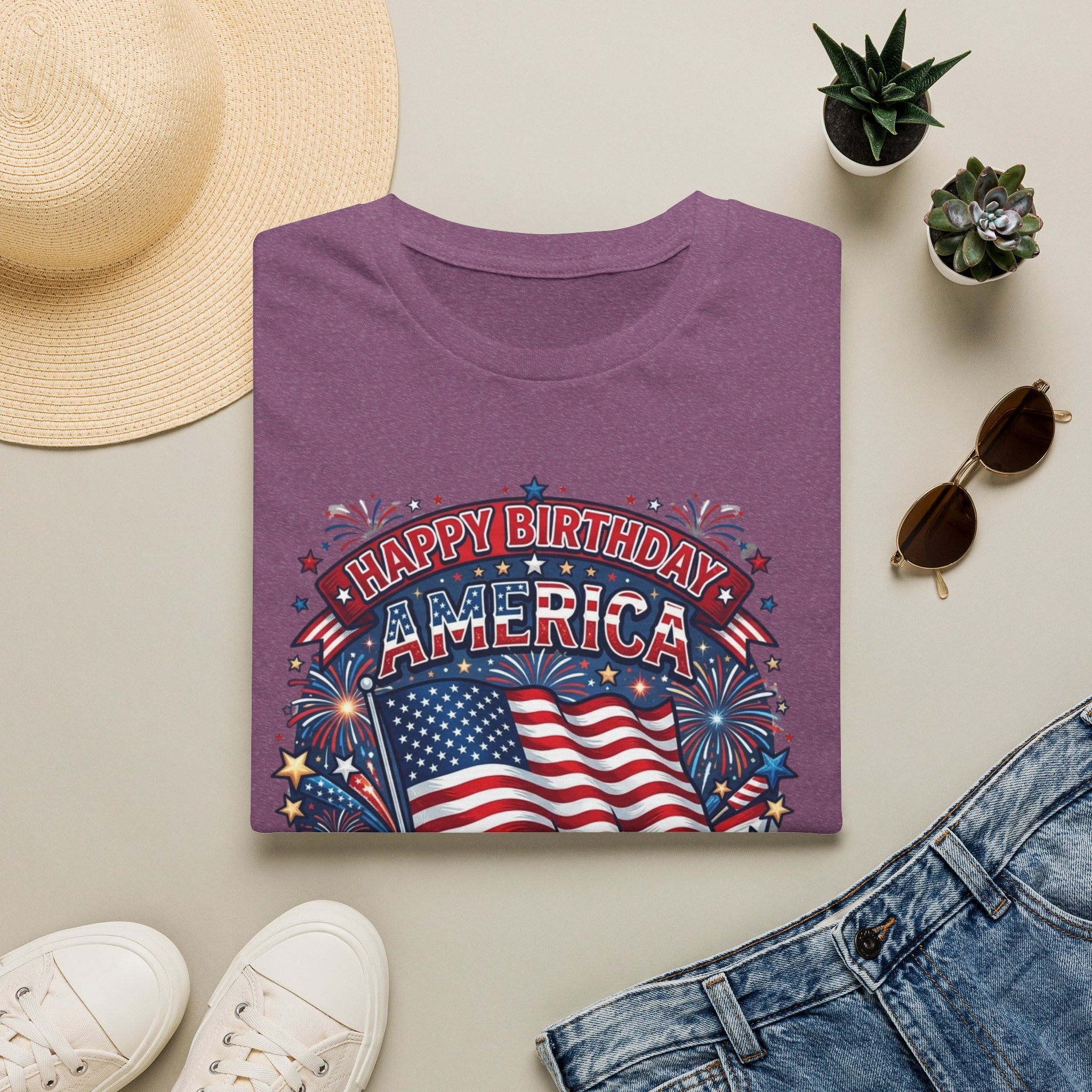 T-Shirt — "Happy Birthday America" Patriotic Flag Tee for 4th of July