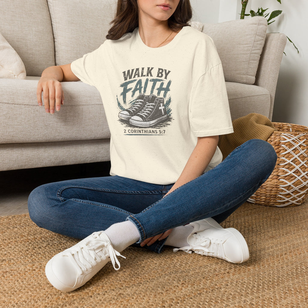 Walk by Faith T-Shirt — Christian Faith Graphic Tee (2 Corinthians 5:7)