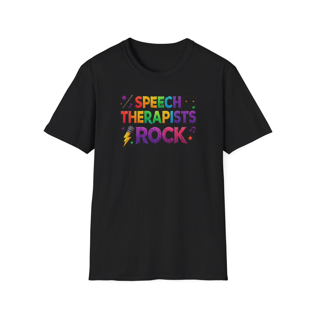 Speech Therapists Rock T-Shirt — Colorful Retro Graphic Tee for SLPs