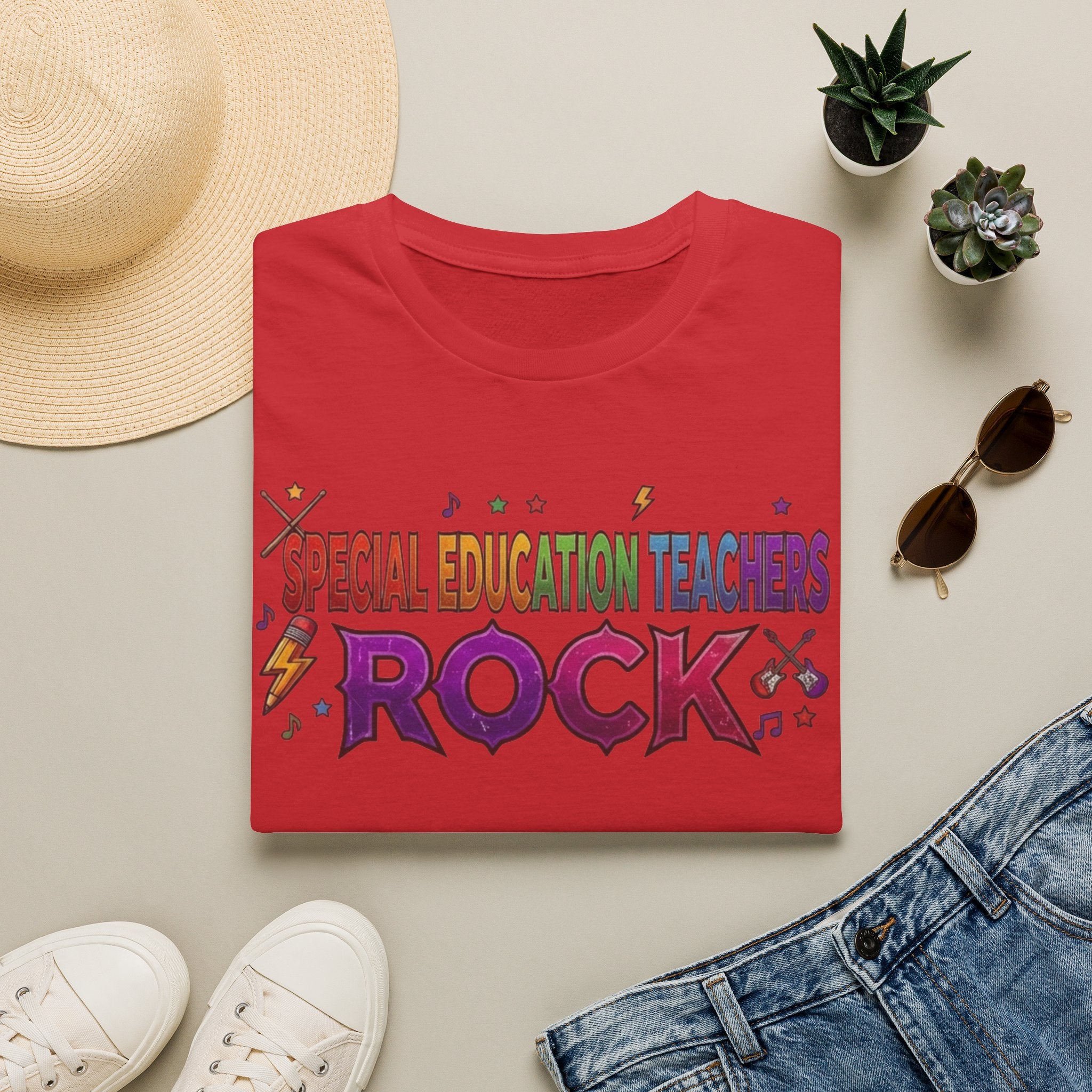 Special Education Teachers Rock T-Shirt — Colorful Teacher Appreciation Tee