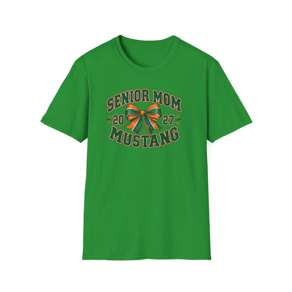 Senior Mom 2027 Mustang T-Shirt — Graduation Cheer Mom Shirt
