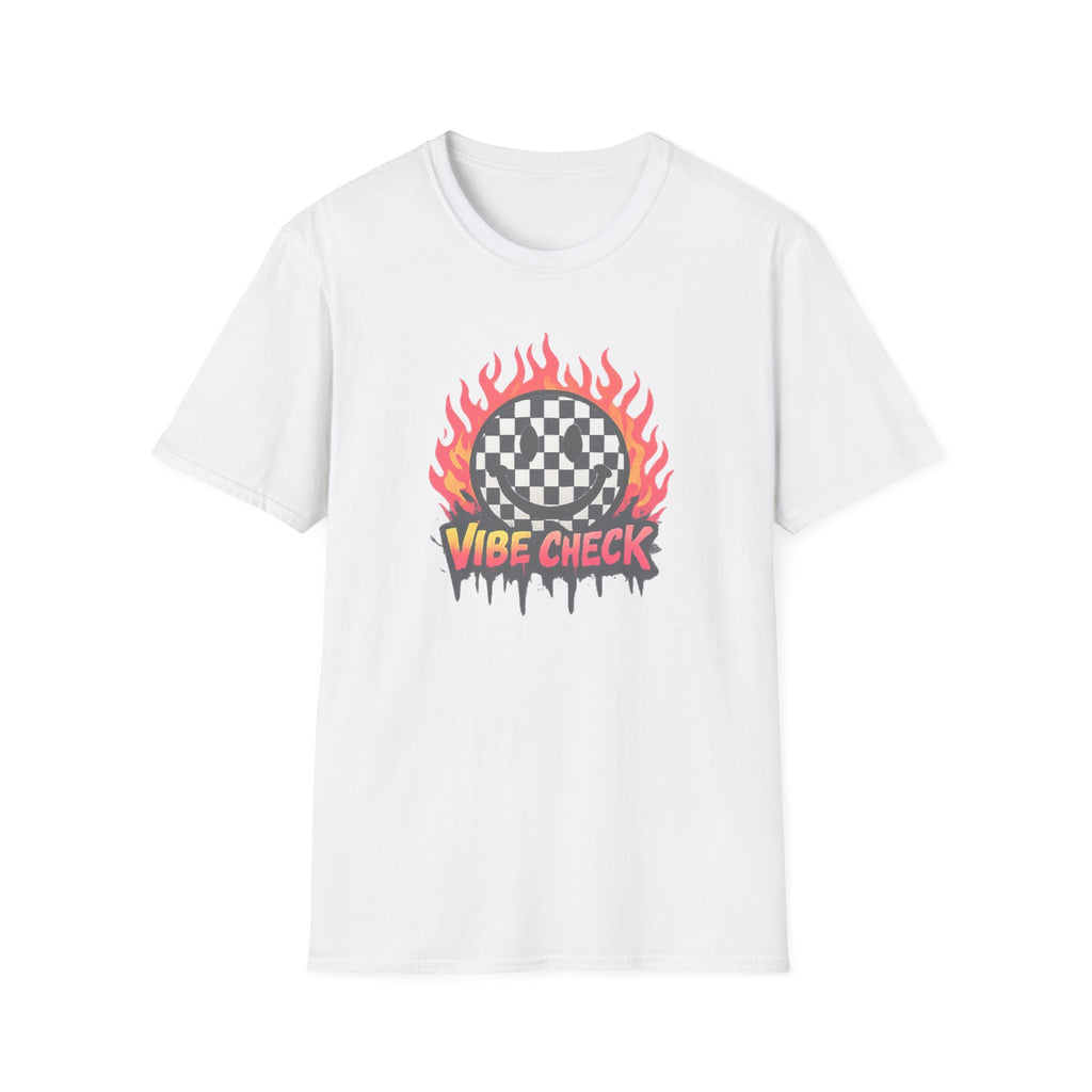 Vibe Check Graphic T-Shirt — Checkerboard Flame Design
