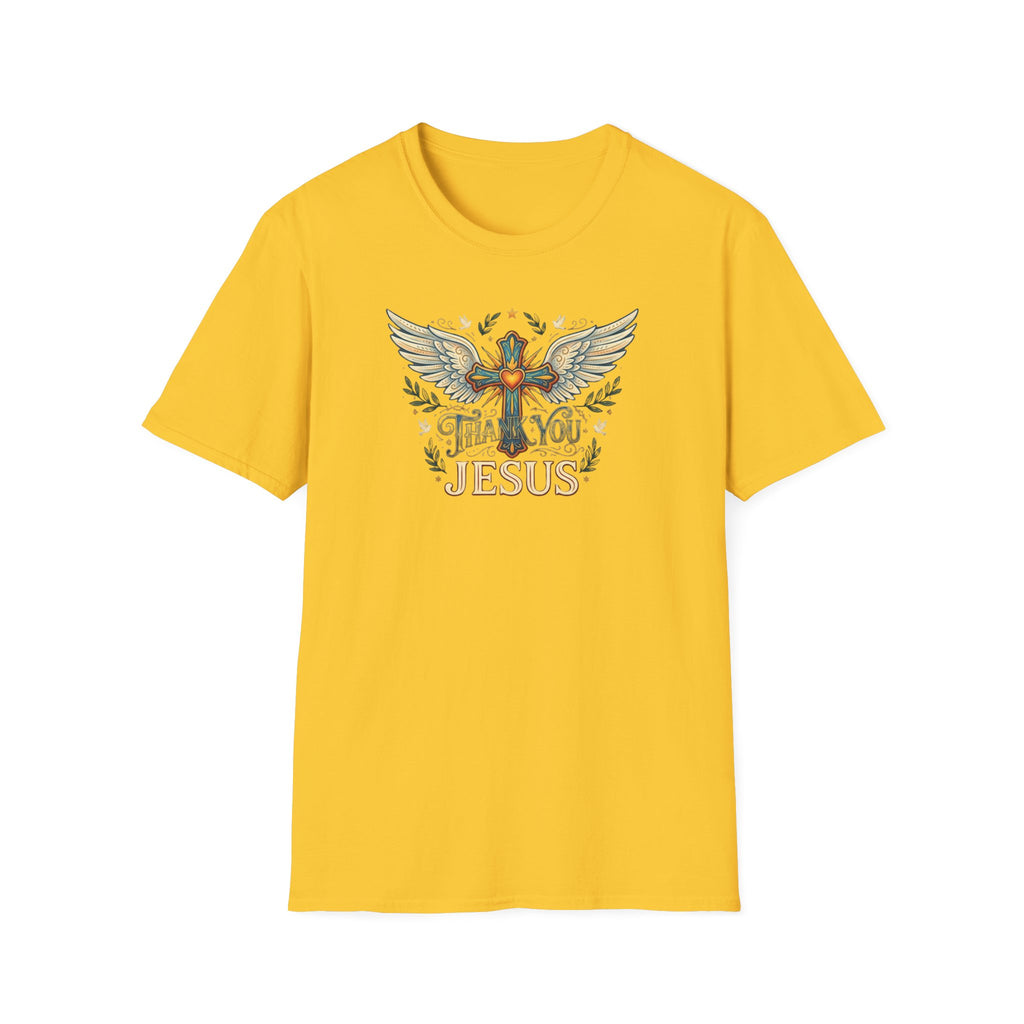 Thank You Jesus T-Shirt — Winged Cross Christian Faith Tee