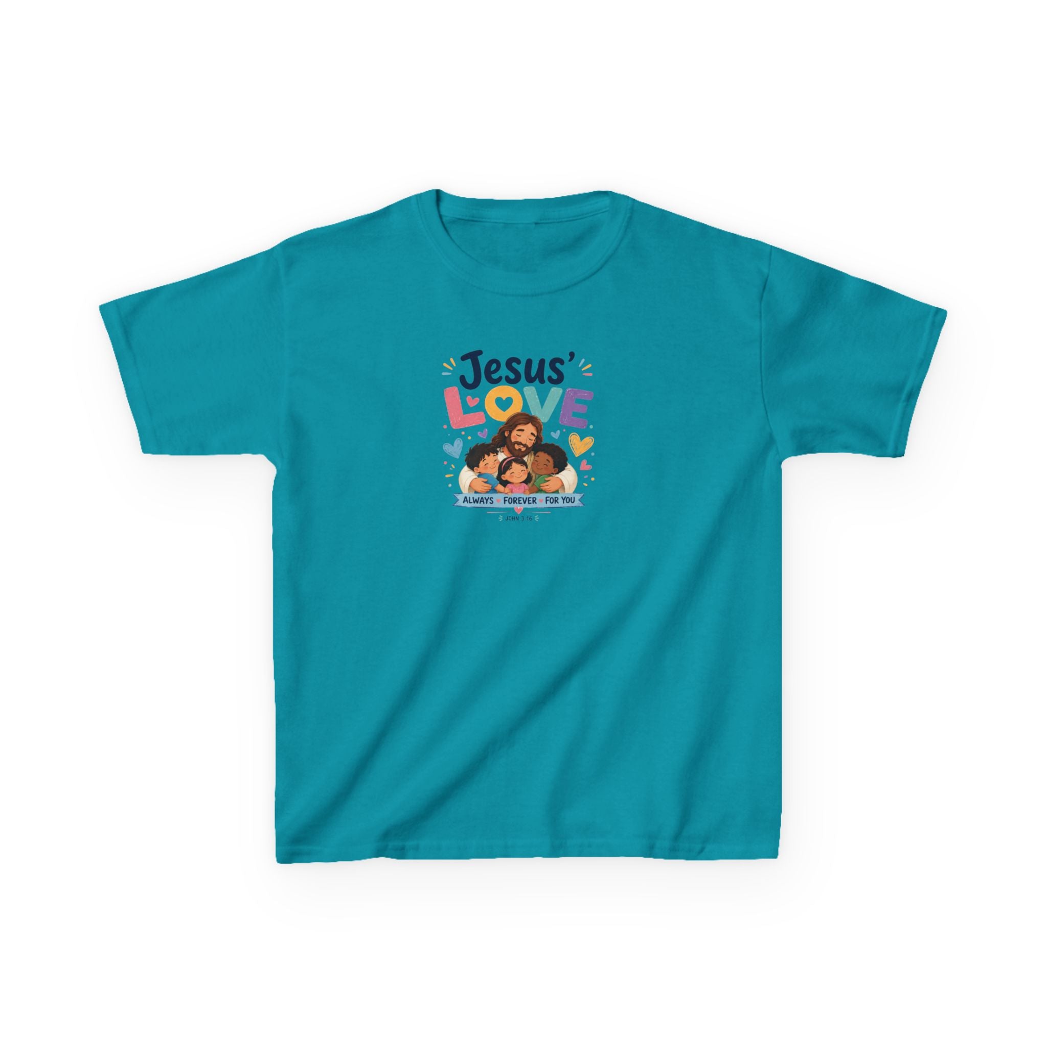 Kids Tee - "Jesus' Love" Colorful Faith Graphic