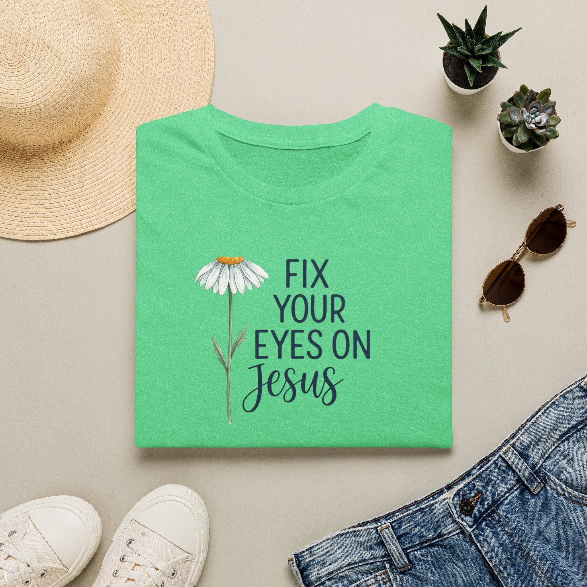 “Fix Your Eyes on Jesus” Daisy Christian Tee