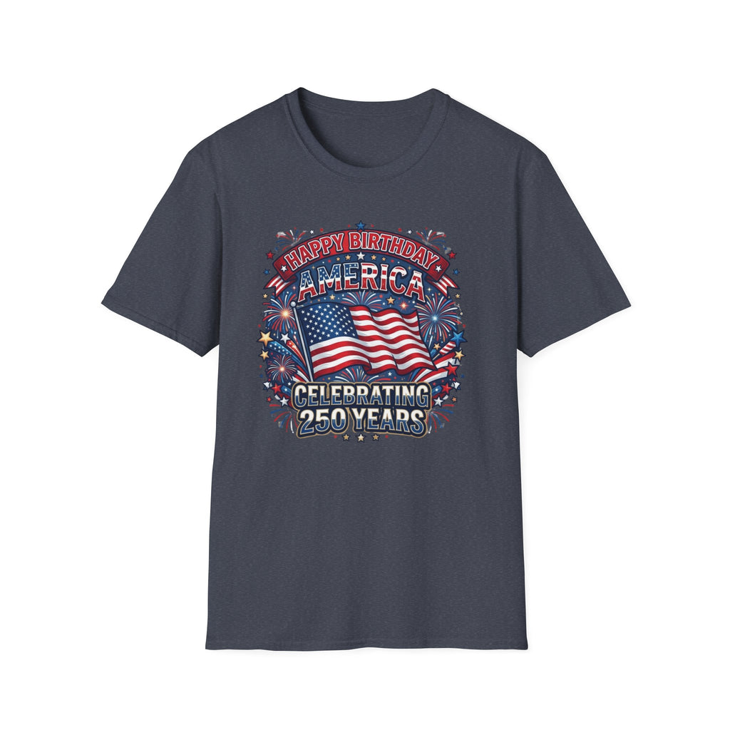 T-Shirt — "Happy Birthday America" Patriotic Flag Tee for 4th of July