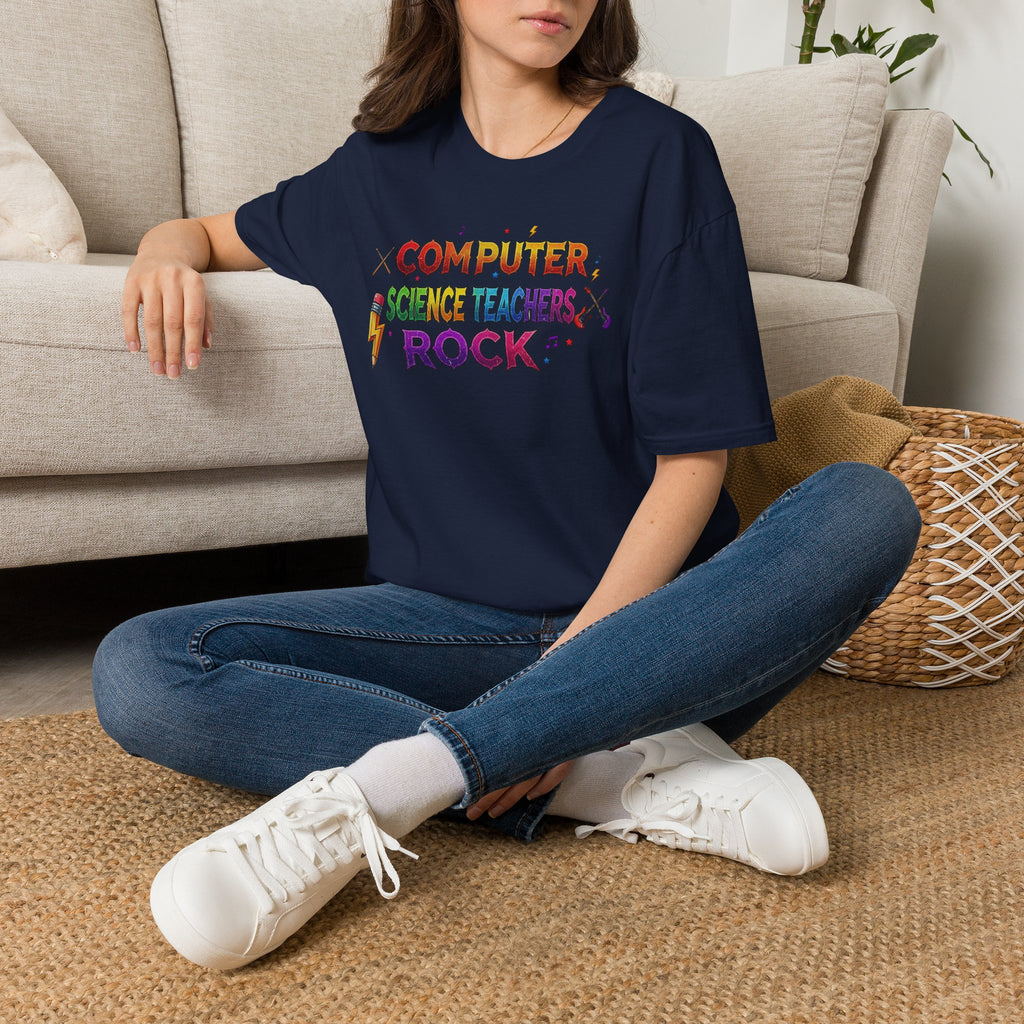 Computer Science Teachers Rock T-Shirt — Colorful Retro Teacher Appreciation Tee