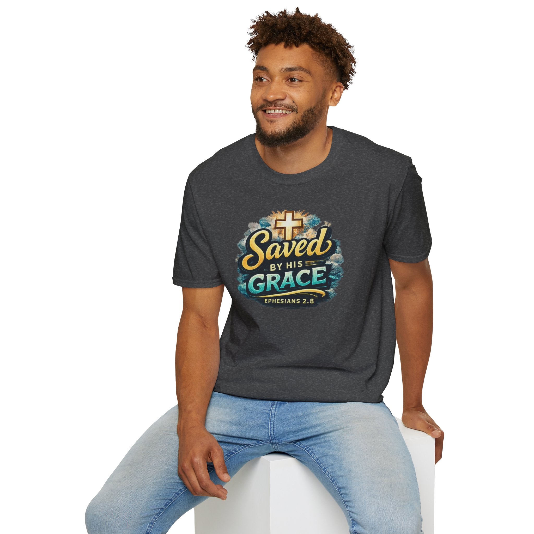 T-Shirt — "Saved by His Grace" Christian Faith Tee