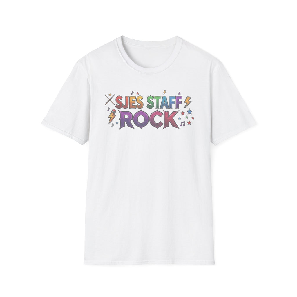 SJES Staff Rock T-Shirt — Colorful Retro School Staff Appreciation Tee