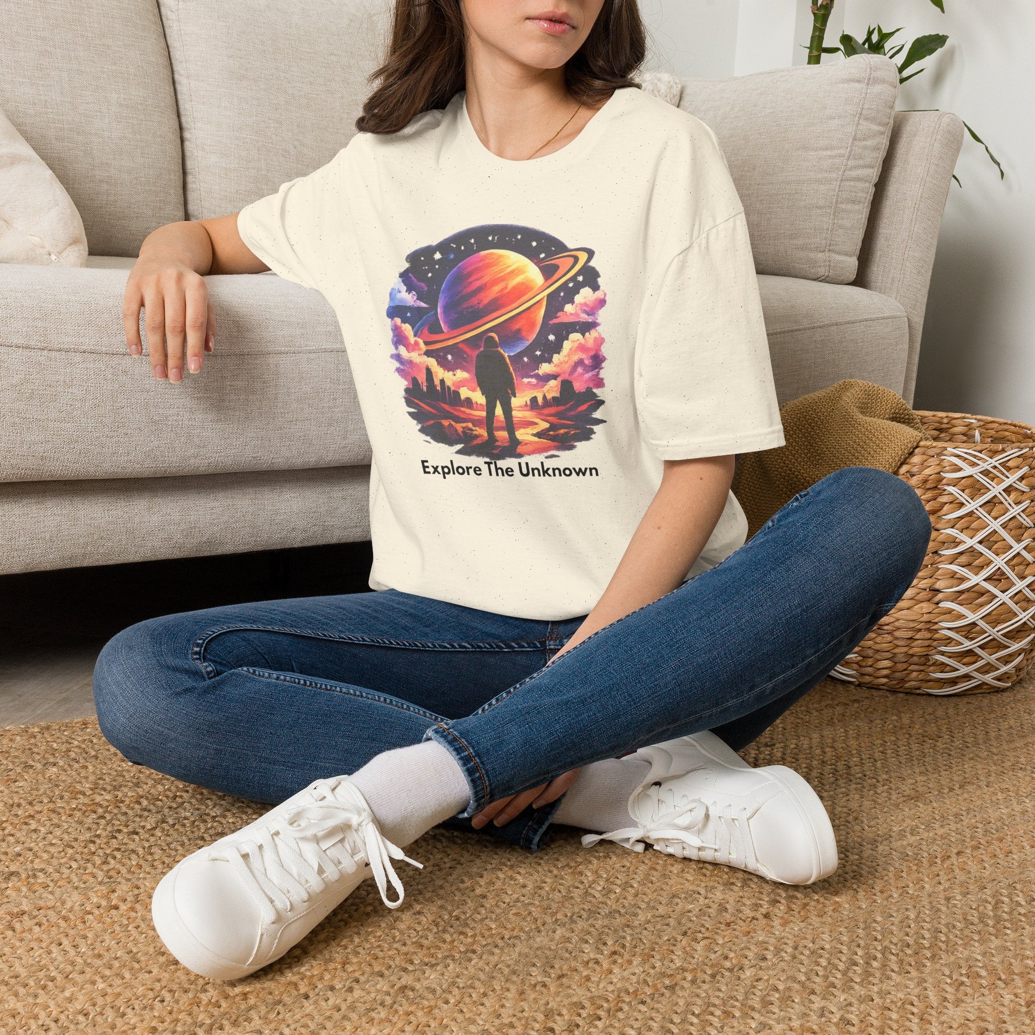 Explore The Unknown T‑Shirt — Cosmic Planet Graphic Tee