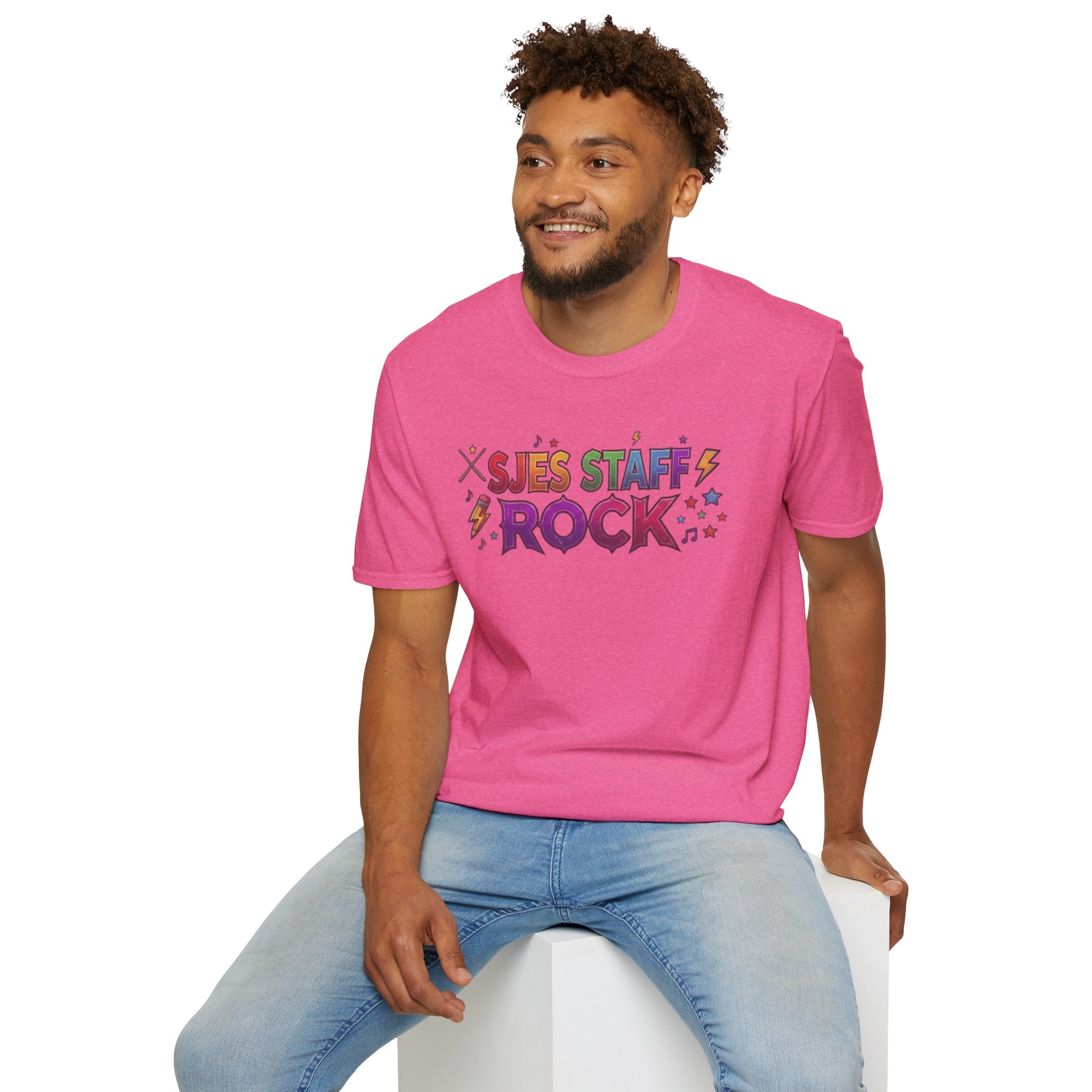 SJES Staff Rock T-Shirt — Colorful Retro School Staff Appreciation Tee