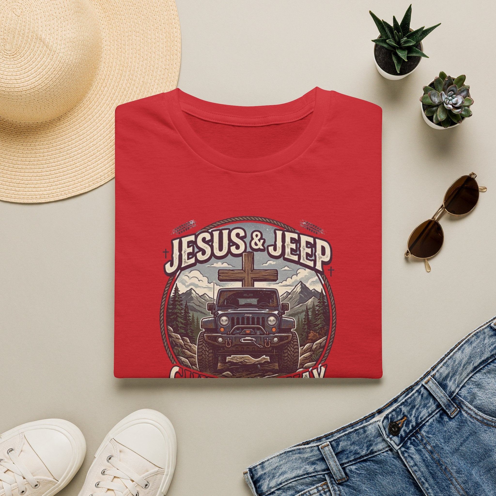 Jesus & Jeep T‑Shirt — Christian Off‑Road Faith Tee ("Jesus & Jeep Guide My Way")