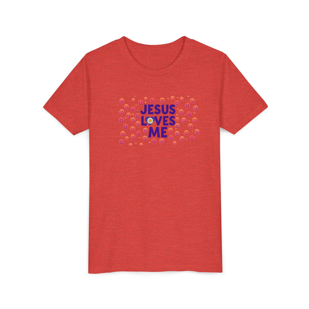 Youth Tee - "Jesus Loves Me" Colorful Dot Christian Kids Shirt