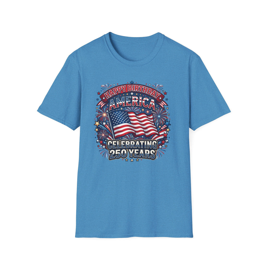T-Shirt — "Happy Birthday America" Patriotic Flag Tee for 4th of July