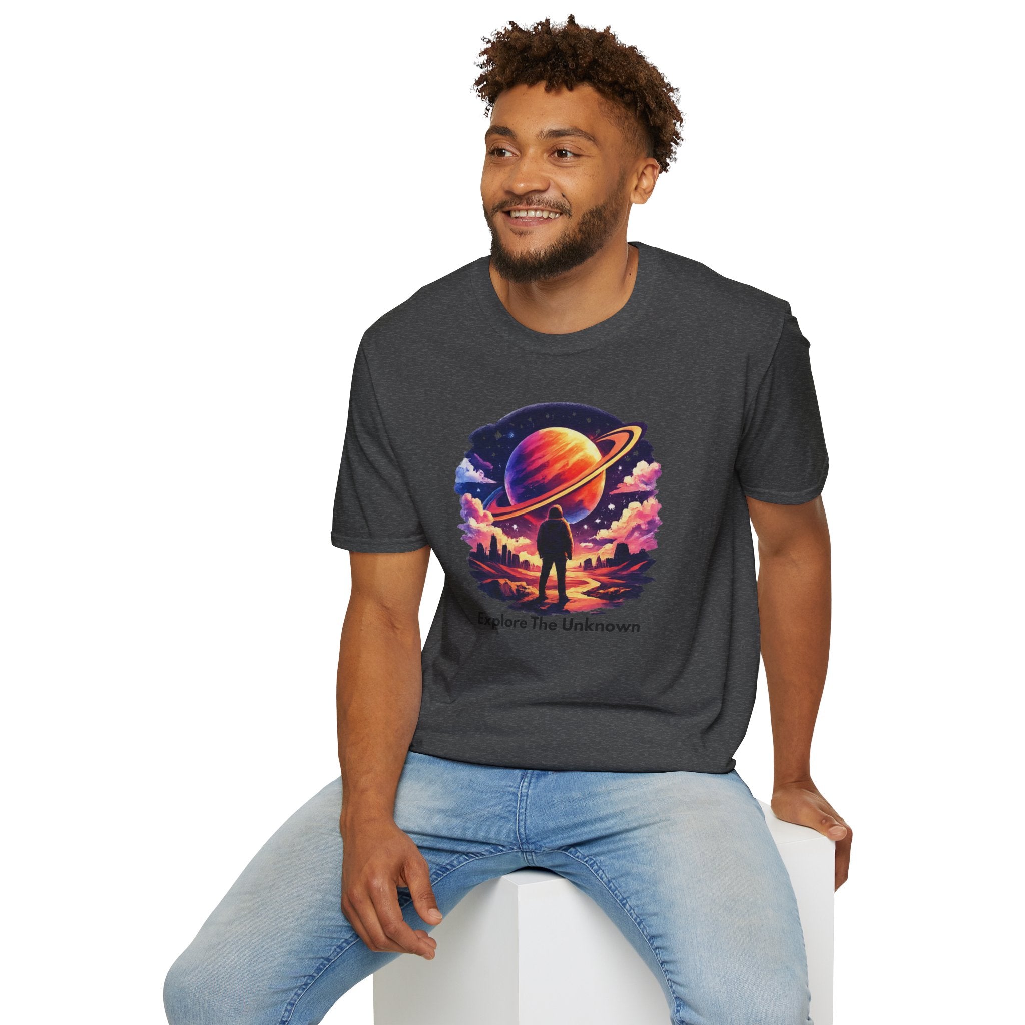 Explore The Unknown T‑Shirt — Cosmic Planet Graphic Tee