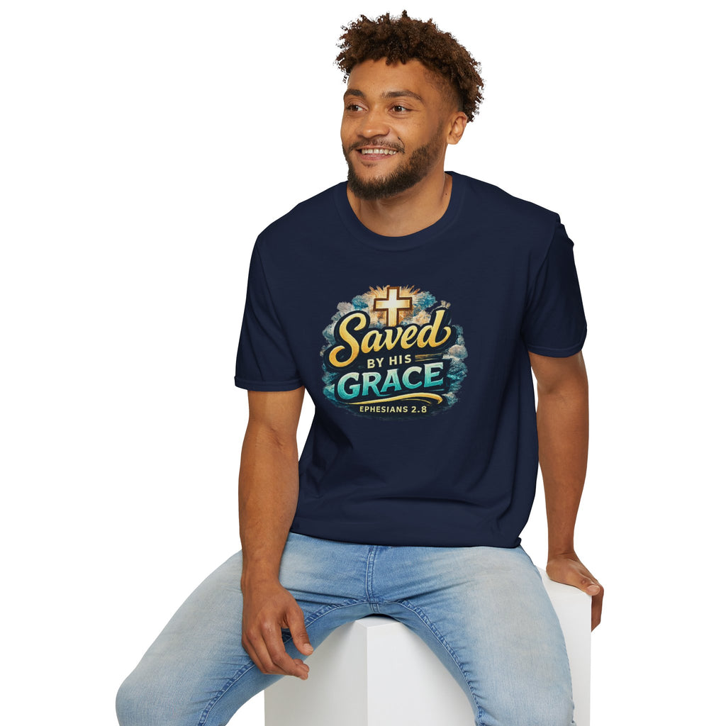 T-Shirt — "Saved by His Grace" Christian Faith Tee