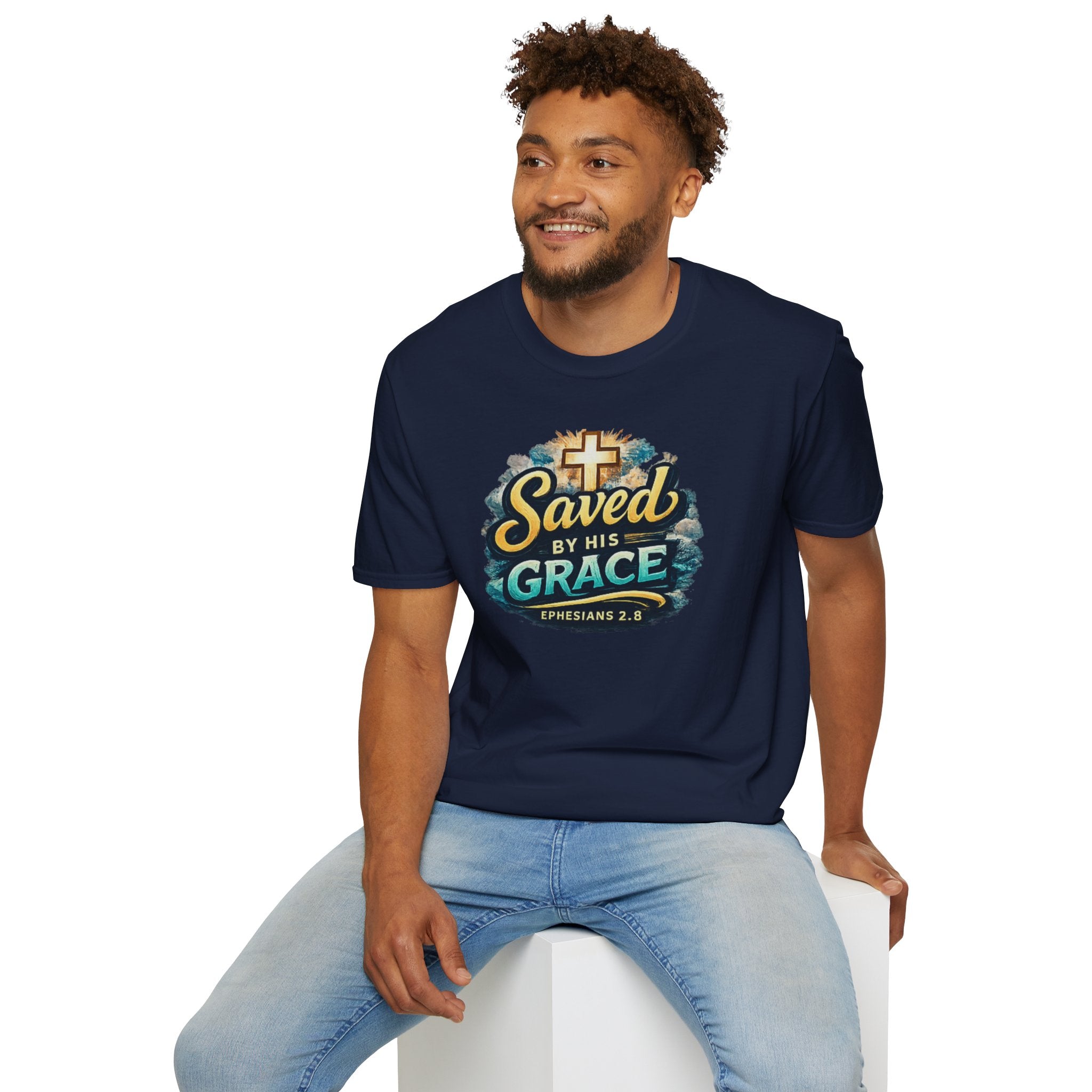 T-Shirt — "Saved by His Grace" Christian Faith Tee