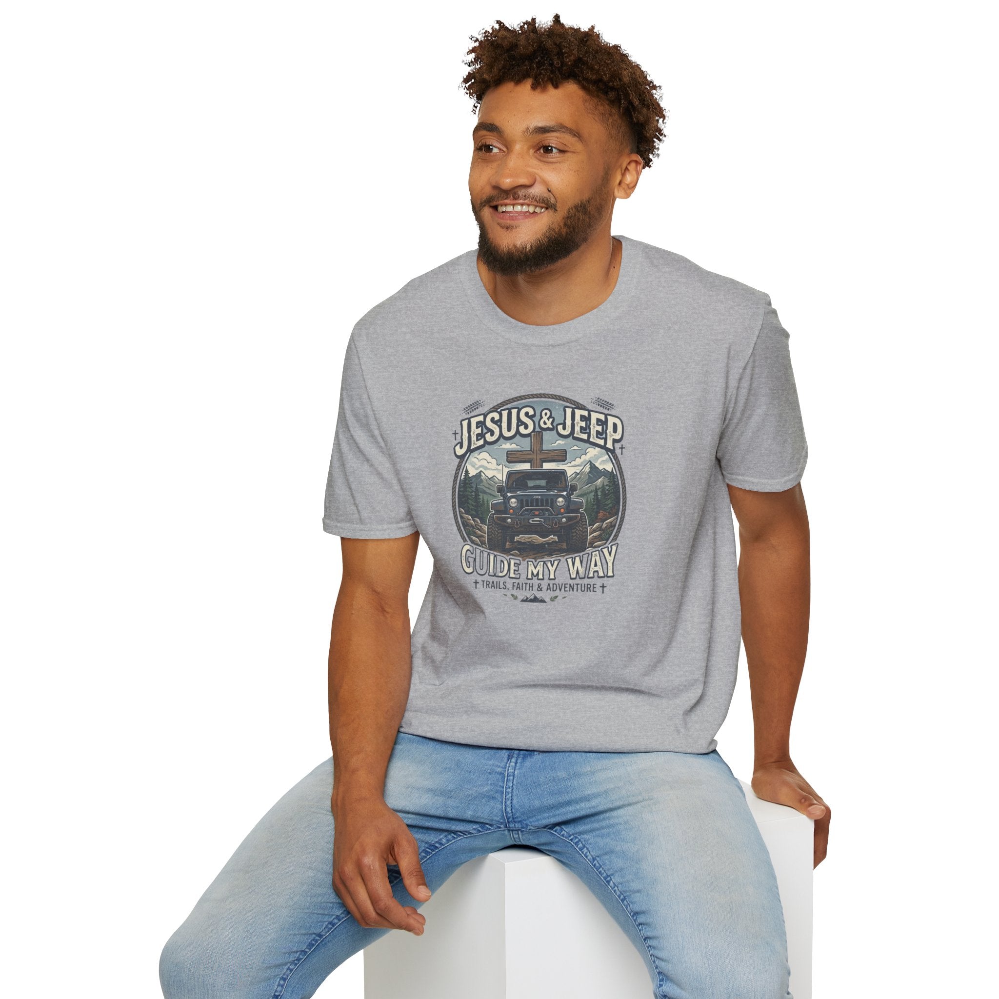 Jesus & Jeep T‑Shirt — Christian Off‑Road Faith Tee ("Jesus & Jeep Guide My Way")