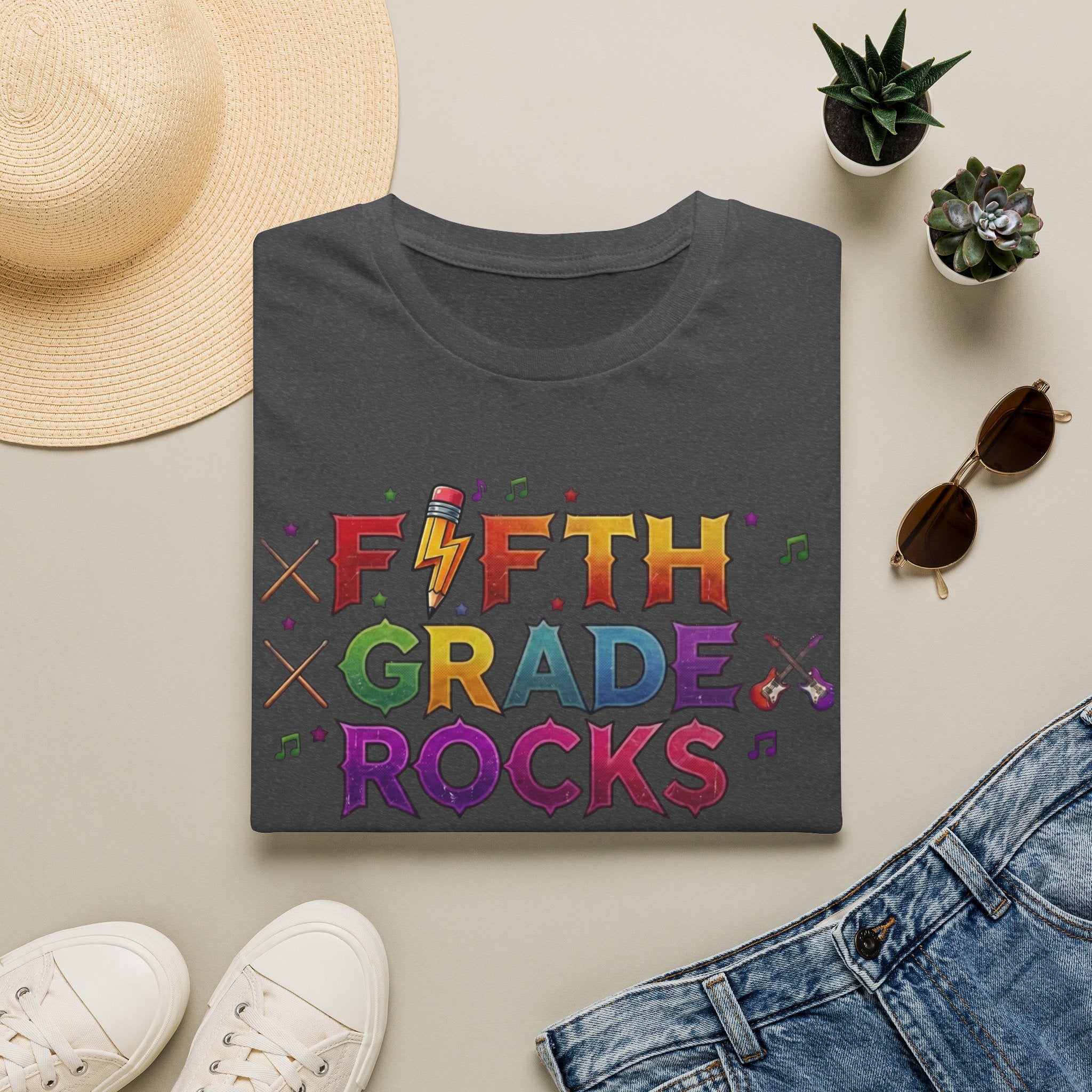 Fifth Grade Rocks T-Shirt — Colorful Back-to-School Teacher & Student Tee