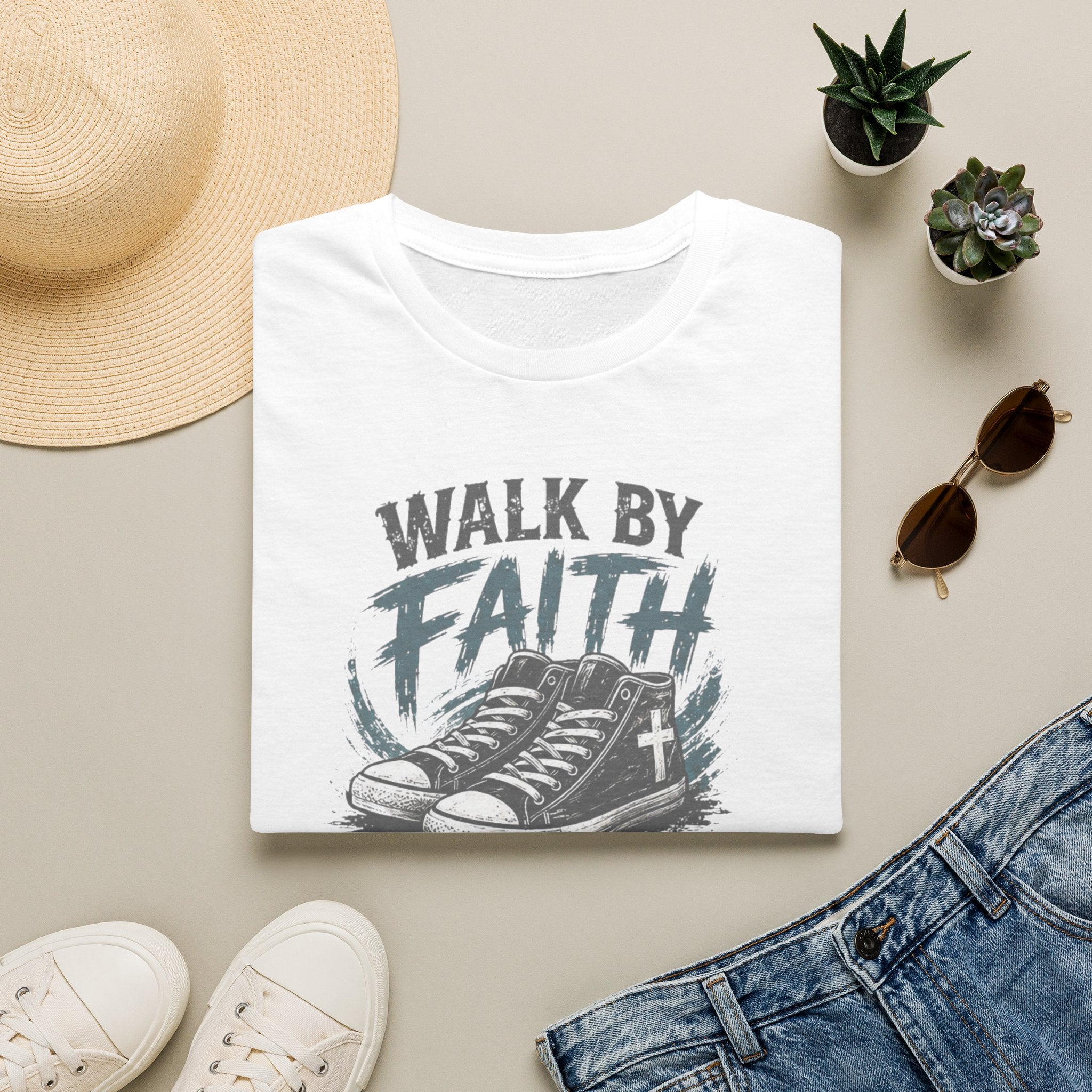 Walk by Faith T-Shirt — Christian Faith Graphic Tee (2 Corinthians 5:7)