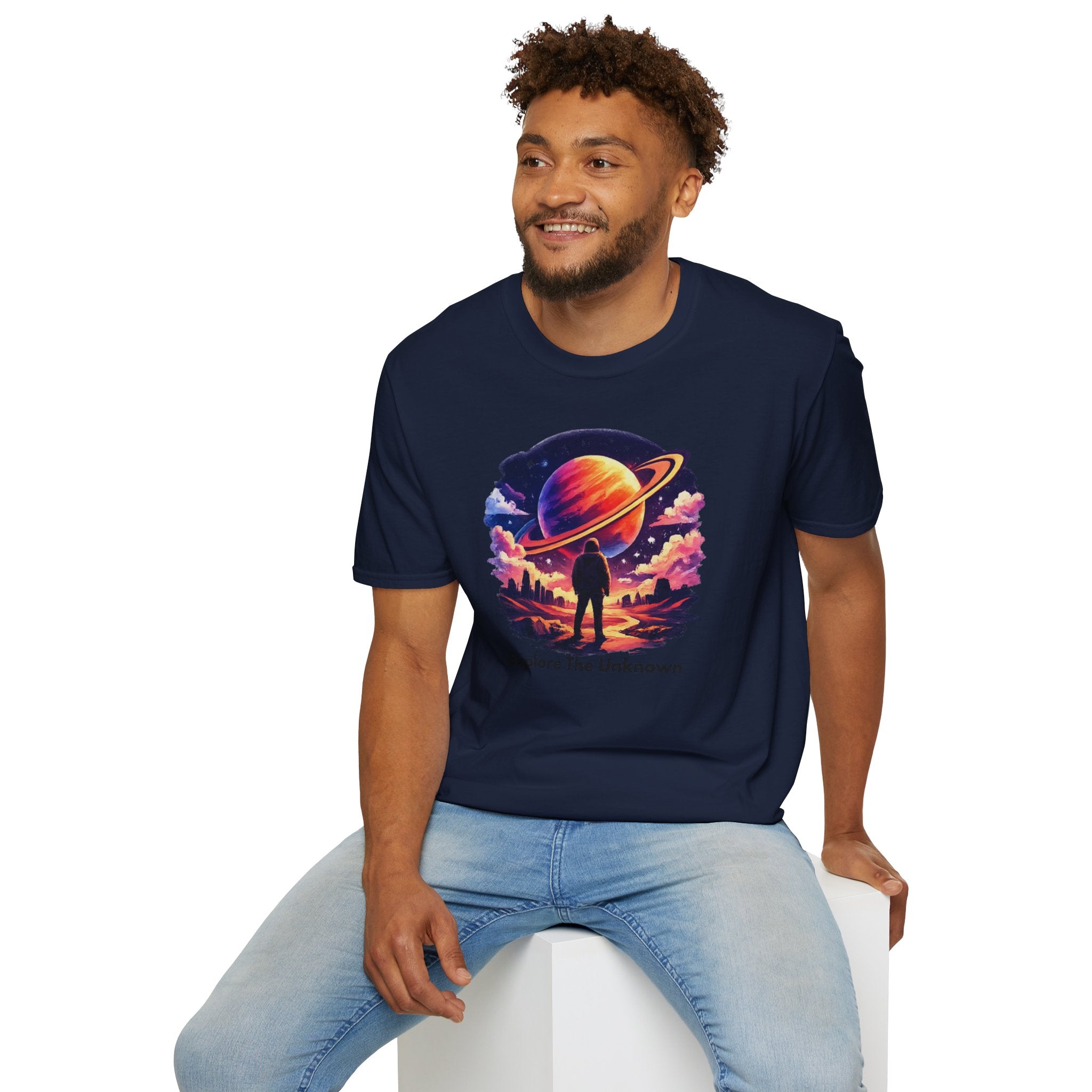 Explore The Unknown T‑Shirt — Cosmic Planet Graphic Tee