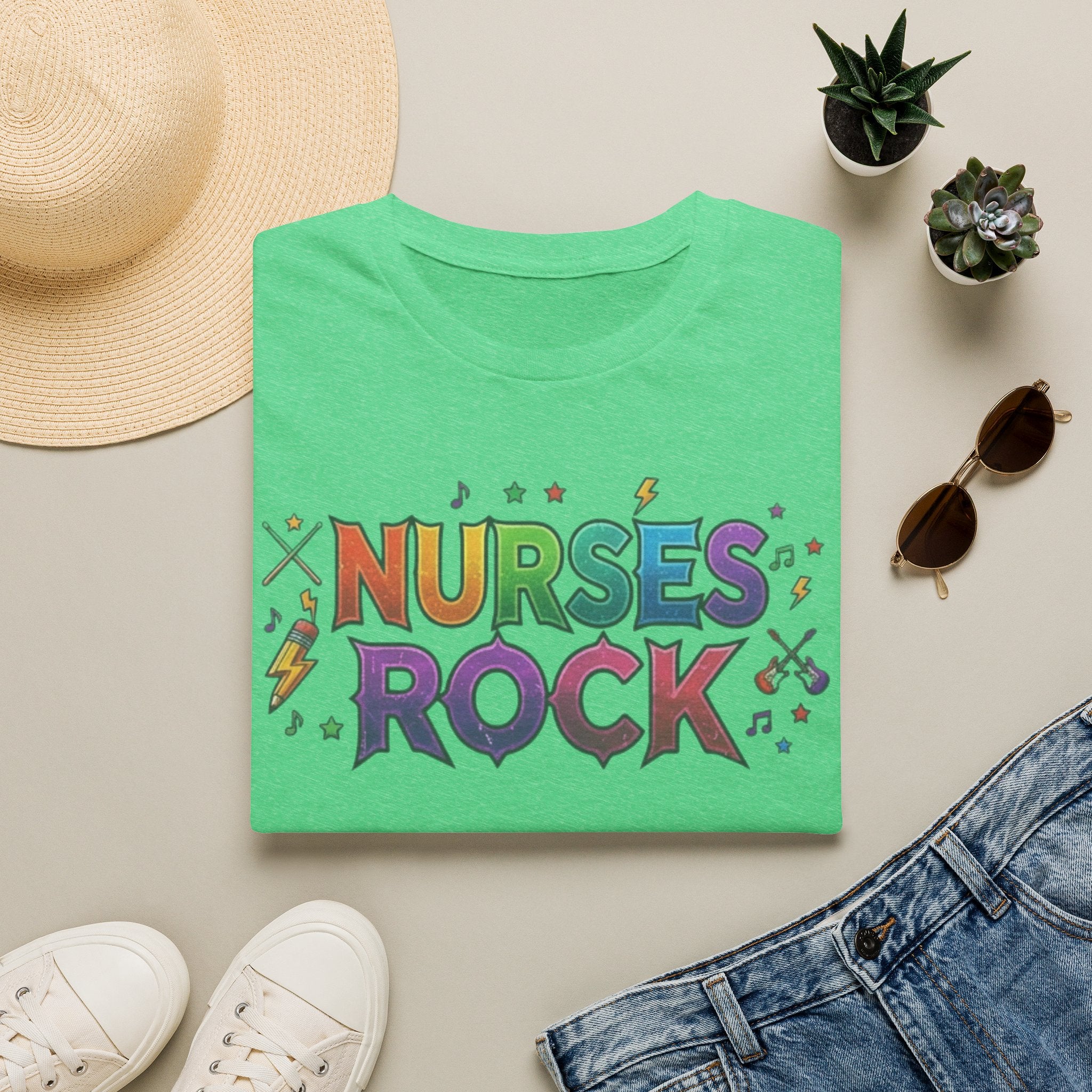 Nurses Rock T-Shirt — Colorful Retro Graphic Tee for Nurses