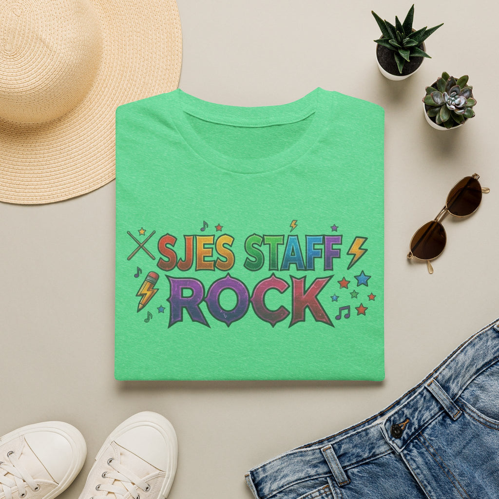 SJES Staff Rock T-Shirt — Colorful Retro School Staff Appreciation Tee