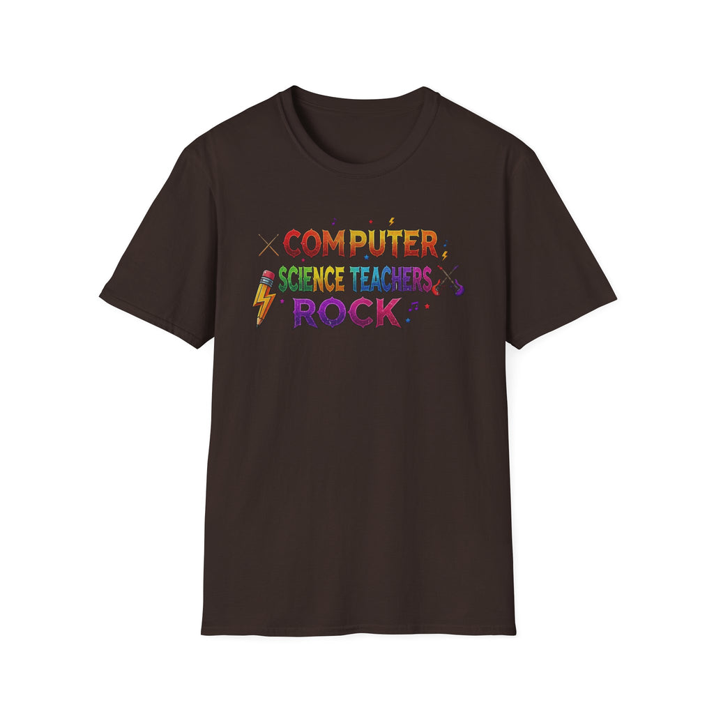 Computer Science Teachers Rock T-Shirt — Colorful Retro Teacher Appreciation Tee