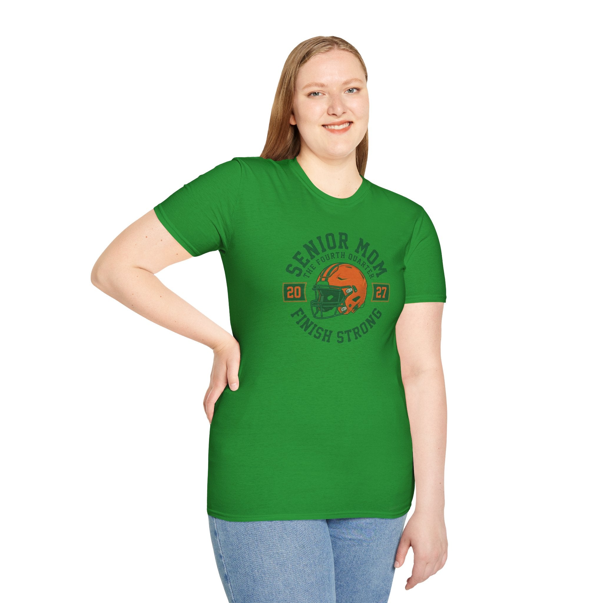 Senior Mom 2027 Football Helmet Tee — Finish Strong Mom Shirt