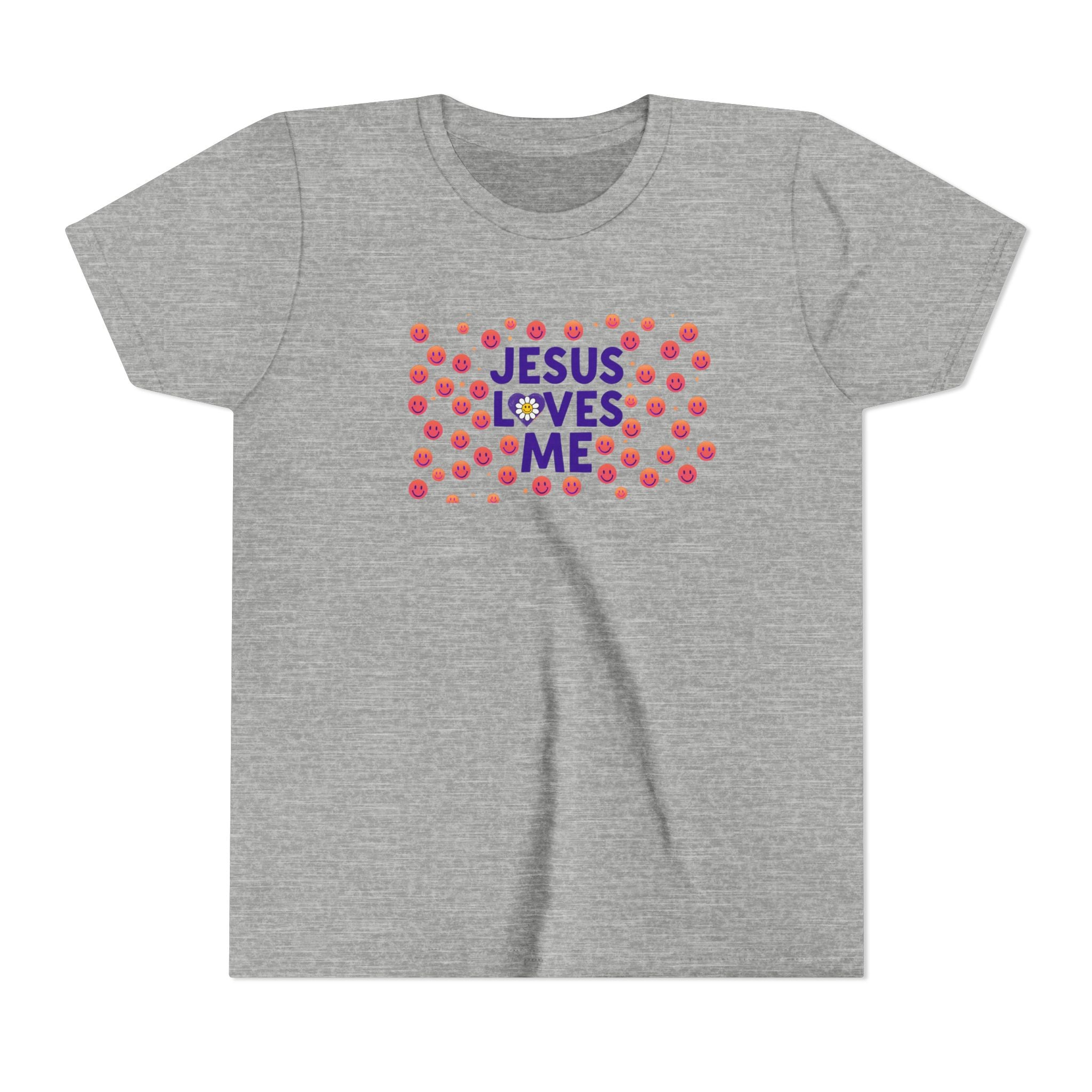 Youth Tee - "Jesus Loves Me" Colorful Dot Christian Kids Shirt