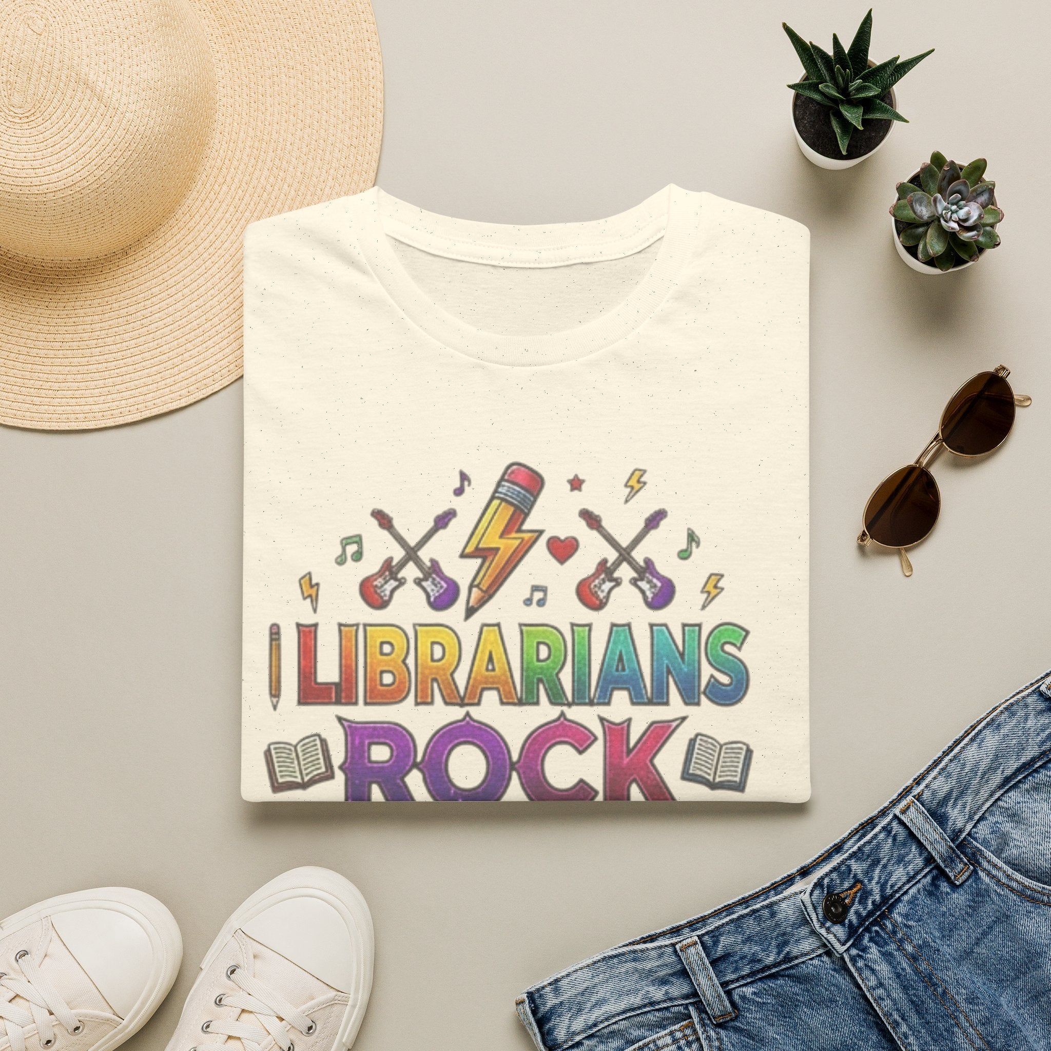 Librarians Rock T-Shirt — Colorful Music & Books Design