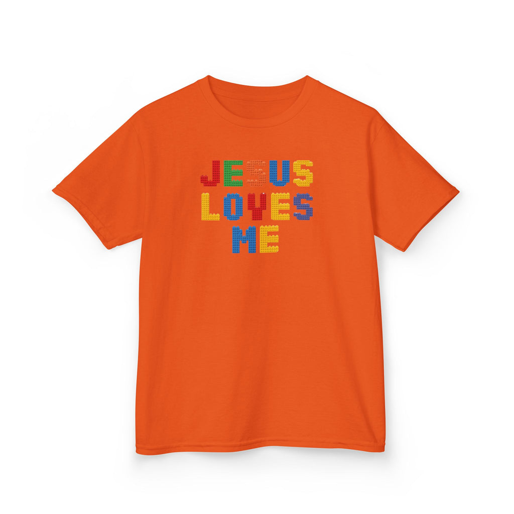 Kids T-Shirt — "Jesus Loves Me" Colorful Block Letter Tee